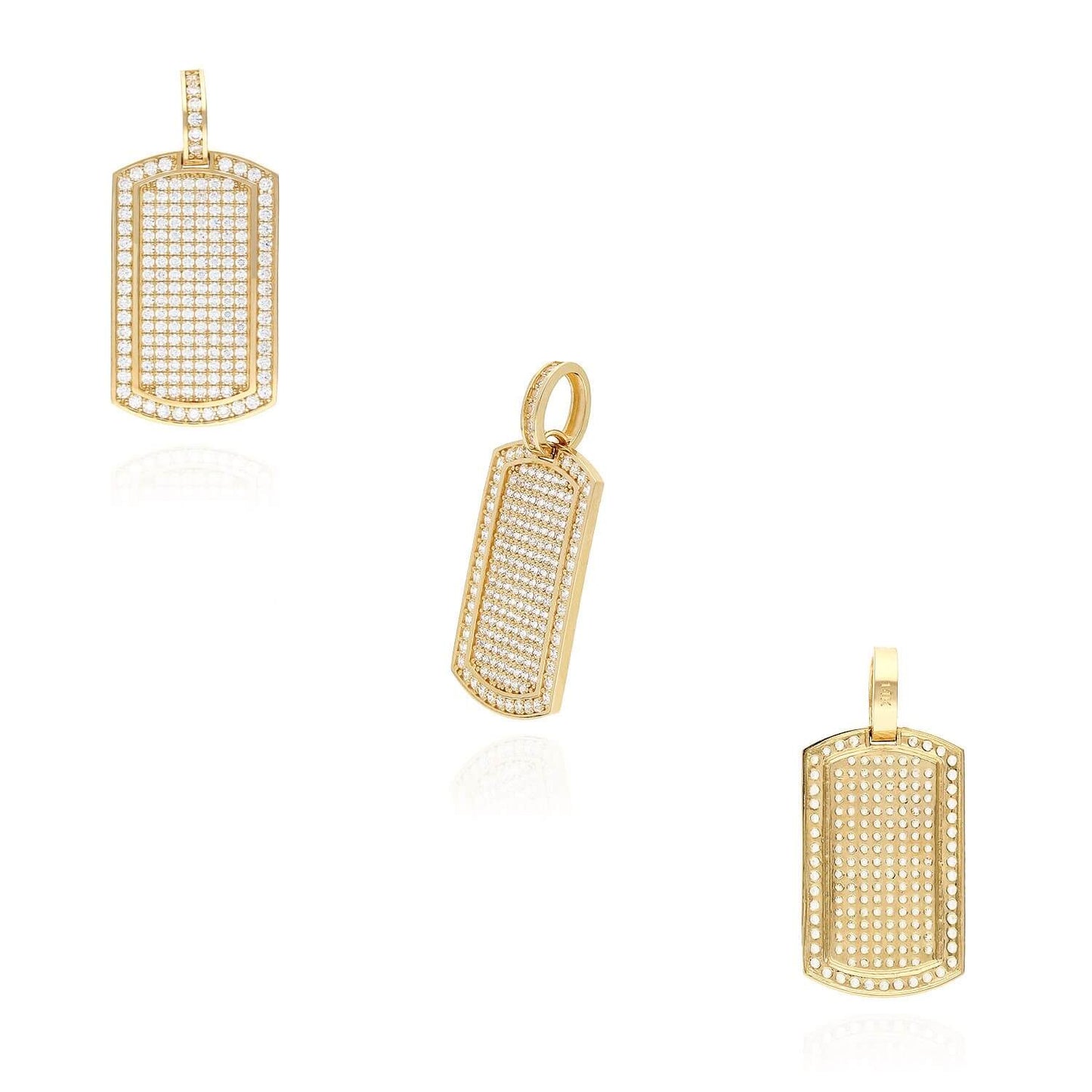2.20CTW CZ Dog Tags Pendant 14K Yellow White Rose Gold