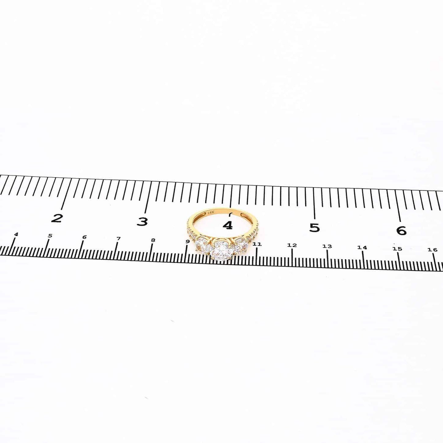 2.50CTW CZ Three Stone 14k Gold Yellow Engagement Ring