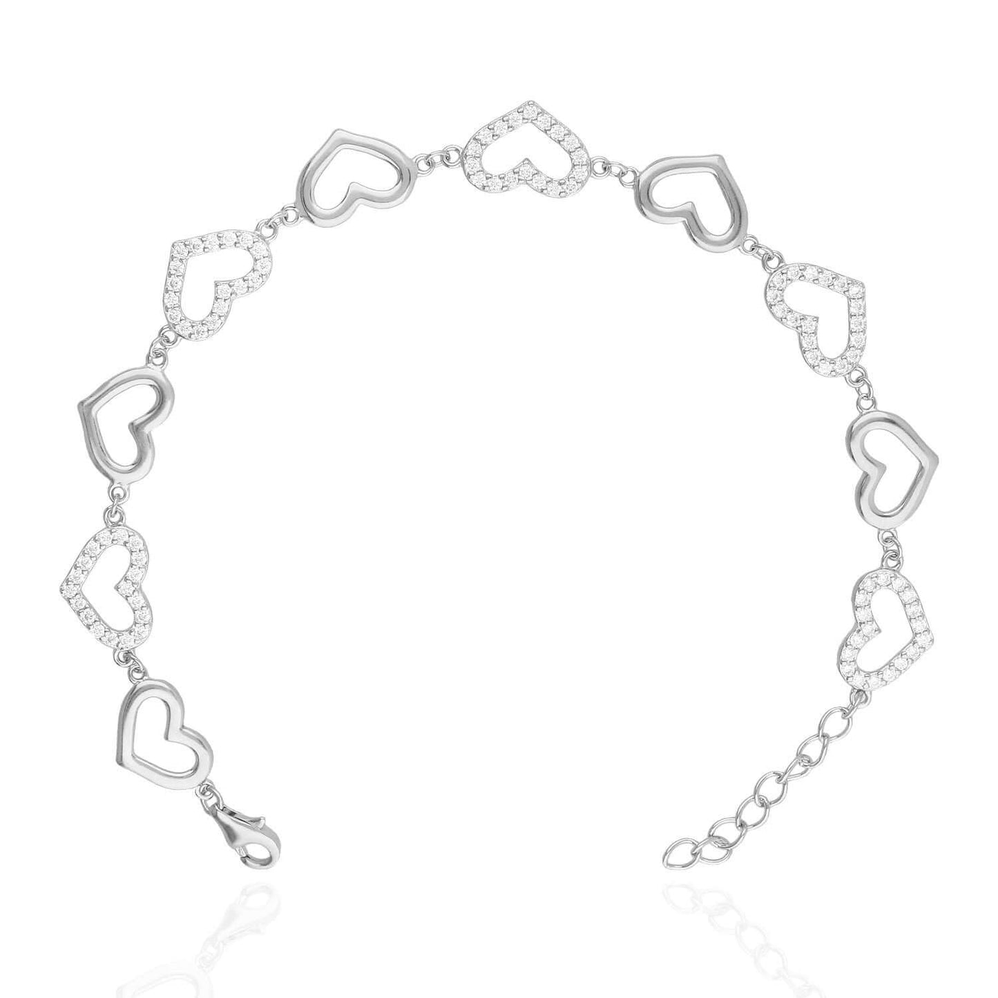 Yellow White Gold Tone 925 Sterling Open Heart CZ Bracelet