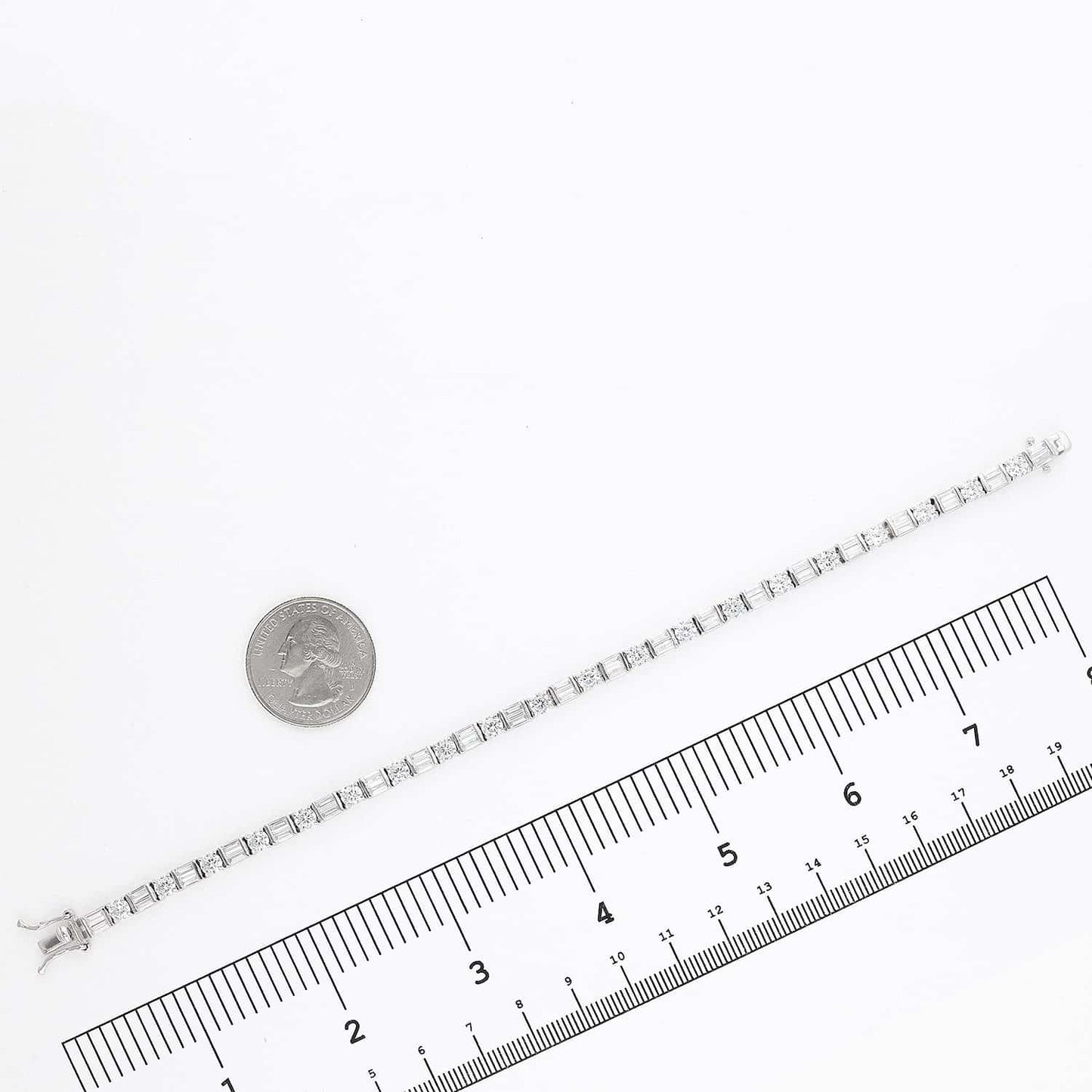 10.25CT Round Baguette CZ Silver Tennis Bracelet 7" 8"
