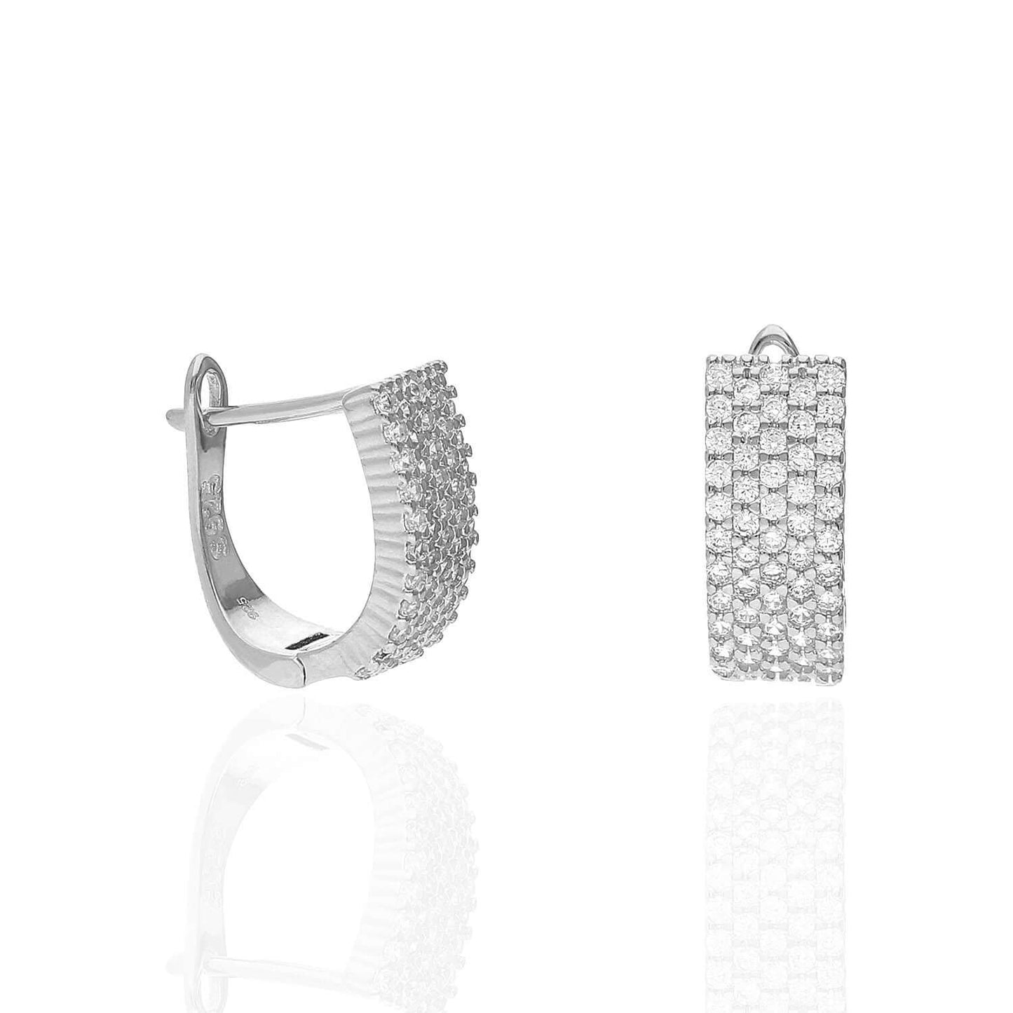 Yellow White Gold Over Sterling Silver Pave CZ Latch Back Earrings