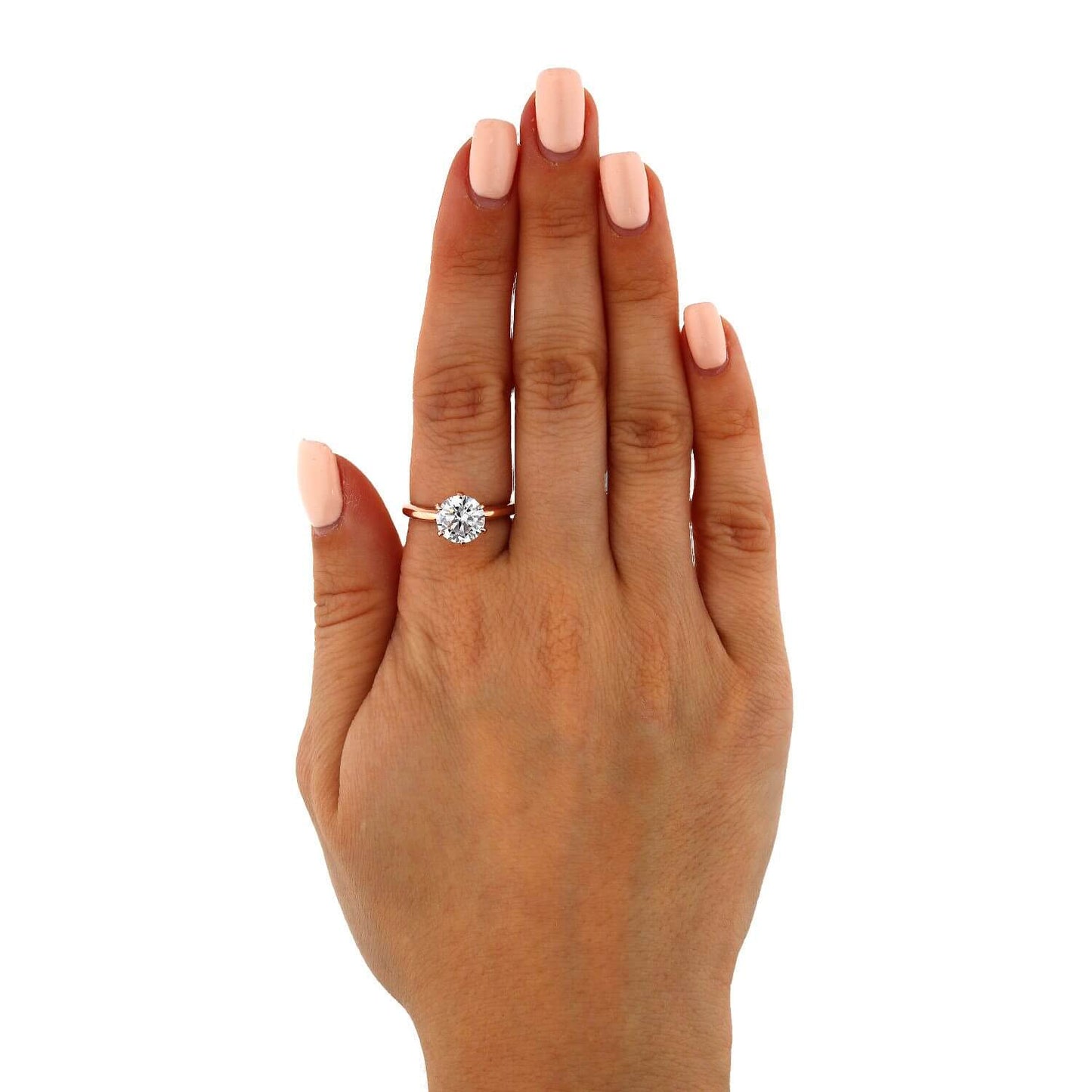 1.75CT CZ Six-Prong Solitaire 14K Rose Gold Engagement Ring