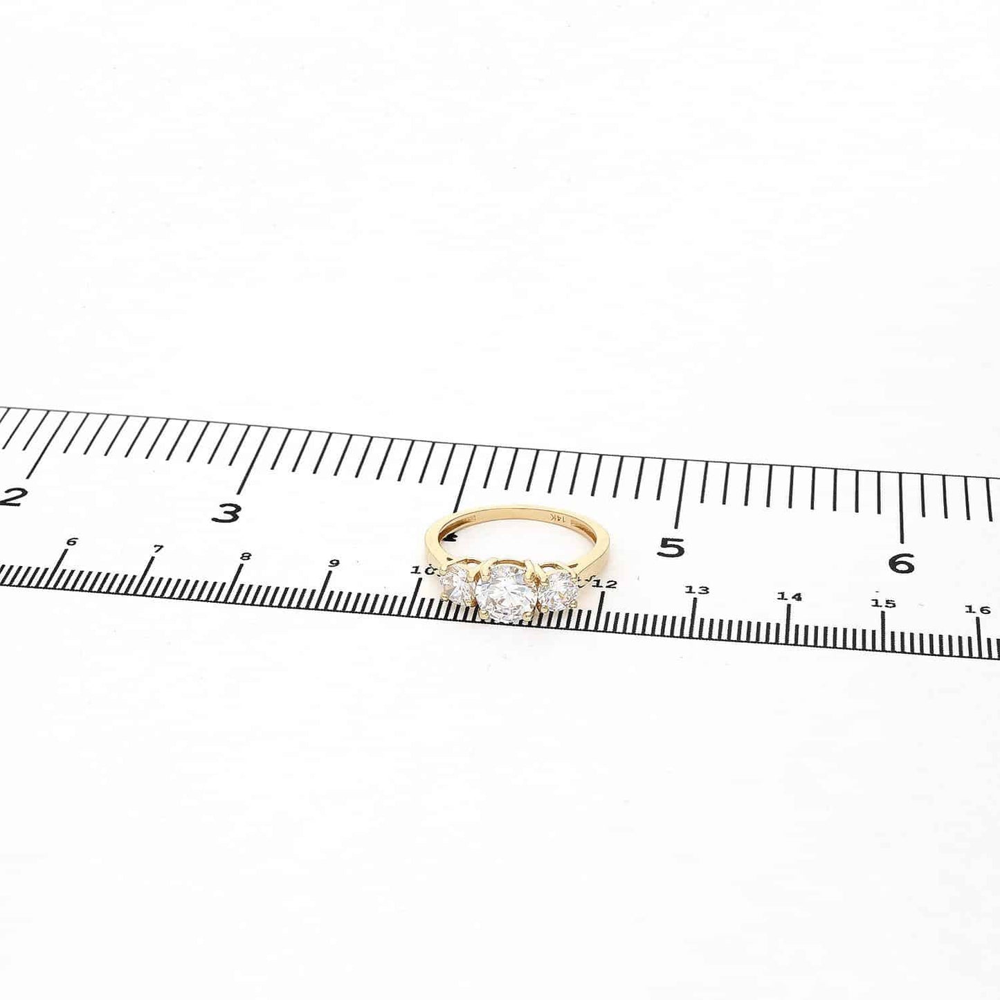 2CTW CZ Three-Stone Classic 14K Gold Yellow Engagement Ring