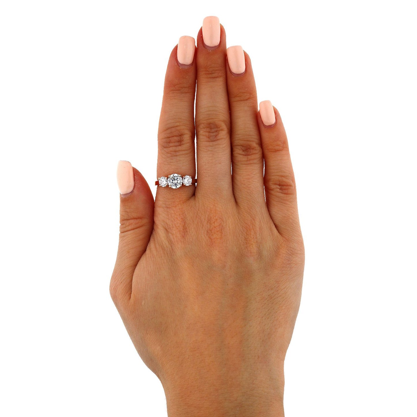 2CTW CZ Three-Stone Classic 14K Gold Rose Engagement Ring