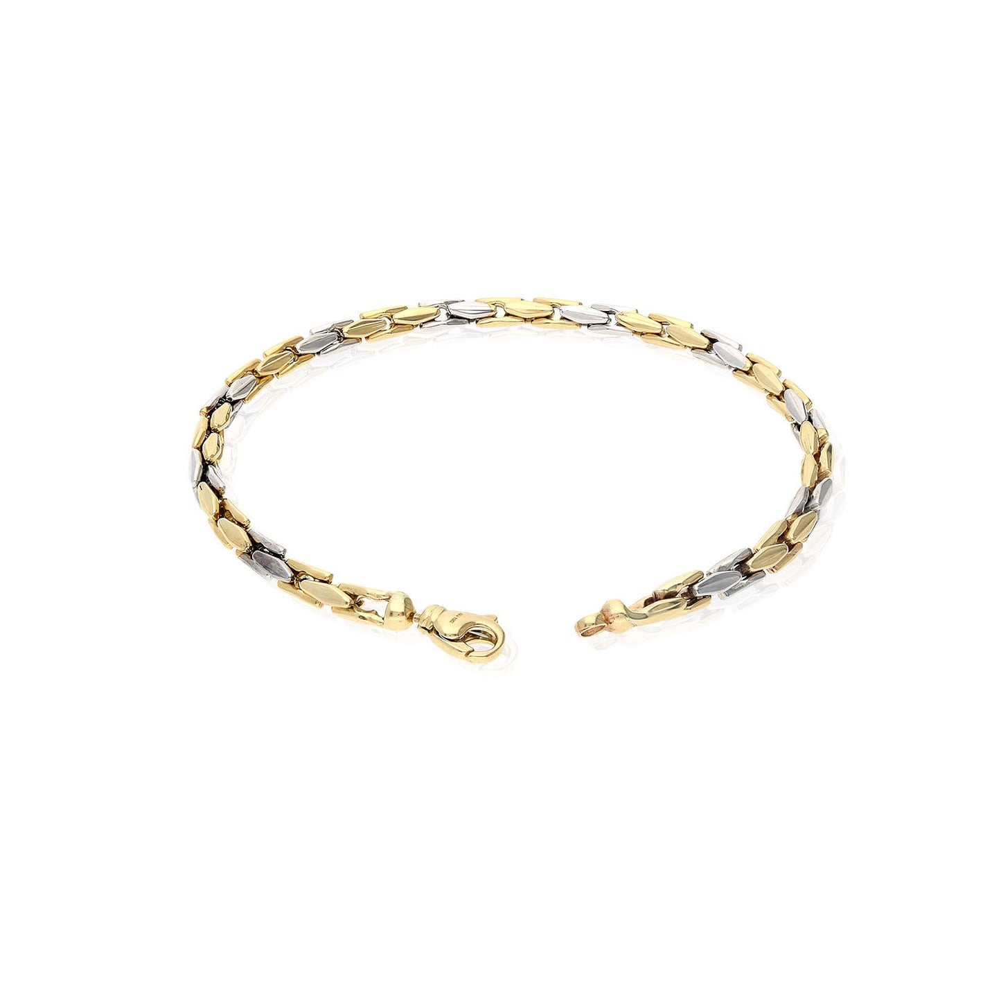Solid 10K Yellow White Gold 4mm Bullet Bracelet 8"