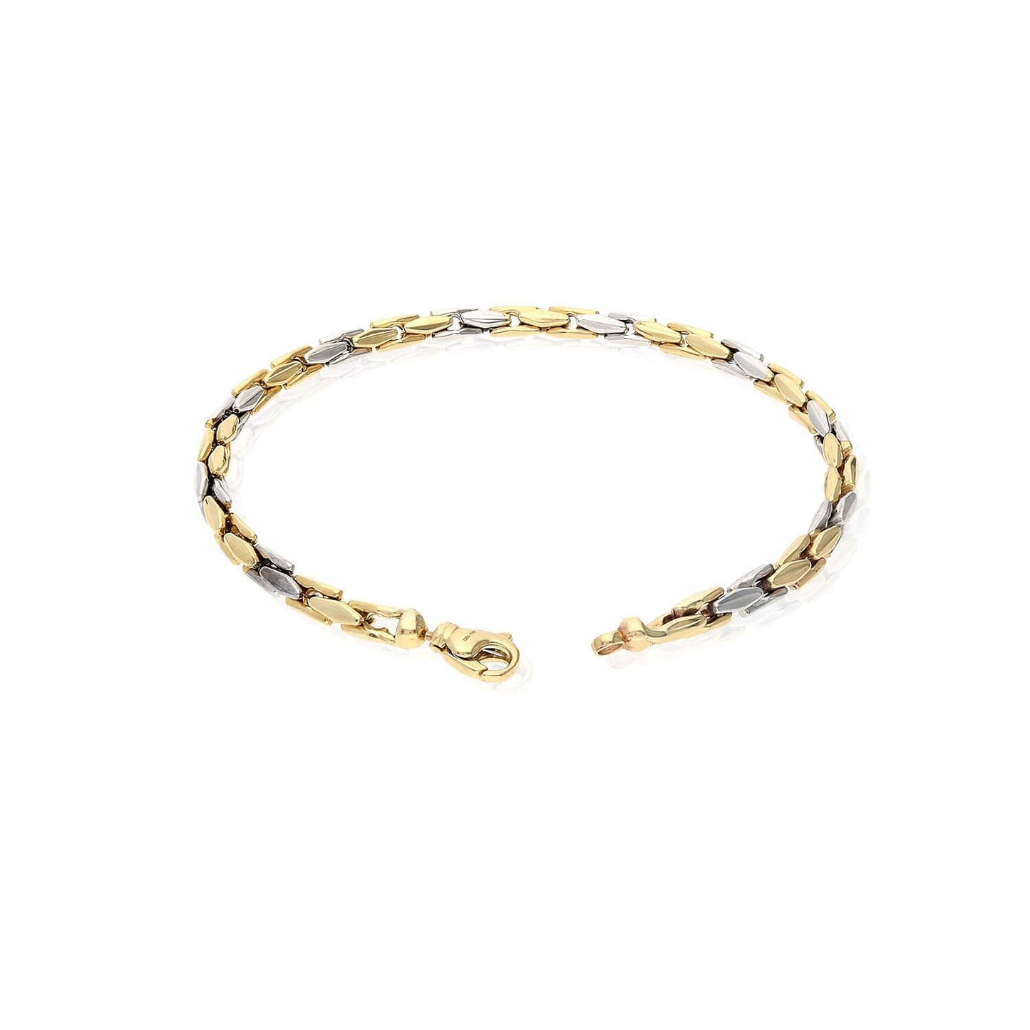Solid 10K Yellow White Gold 4mm Bullet Bracelet 8"