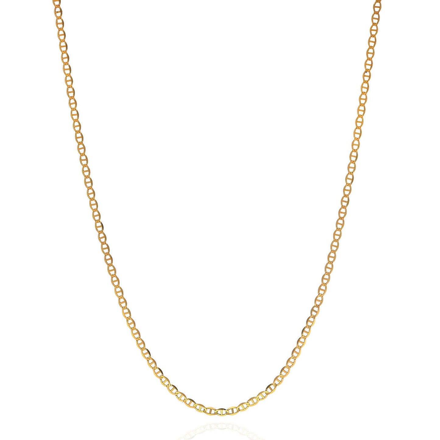 Solid 14K Yellow Gold 1.5mm Flat Mariner Chain 16" - 24"