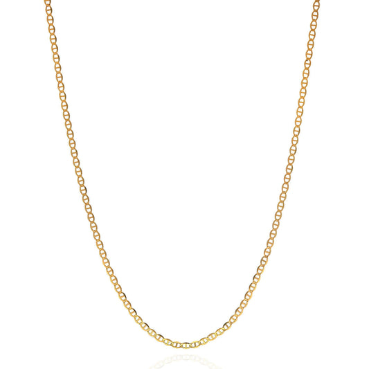 14K Yellow Gold 1.5mm Flat Mariner Chain (Solid Links) 16"-24"