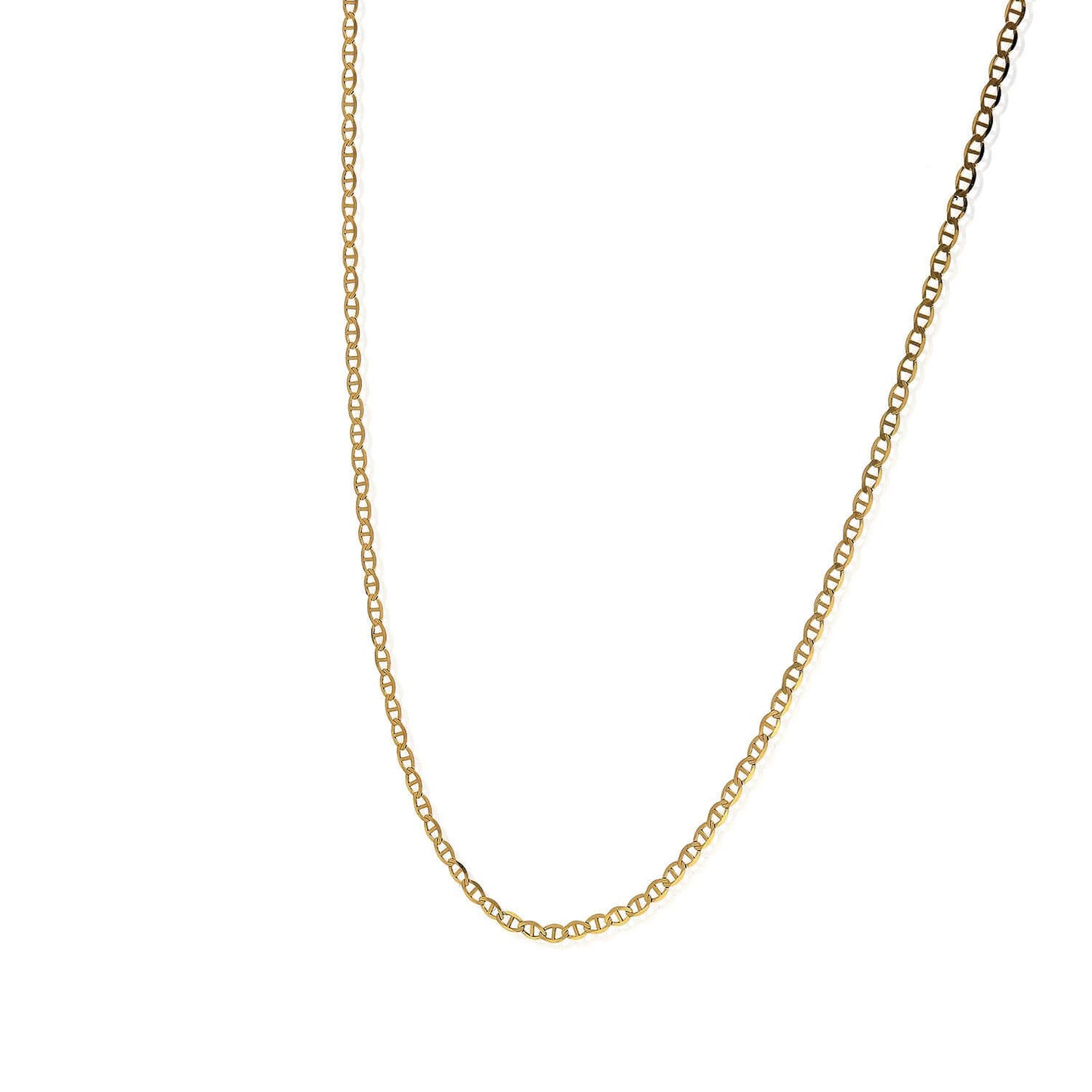 Solid 14K Yellow Gold 1.5mm Flat Mariner Chain 16" - 24"