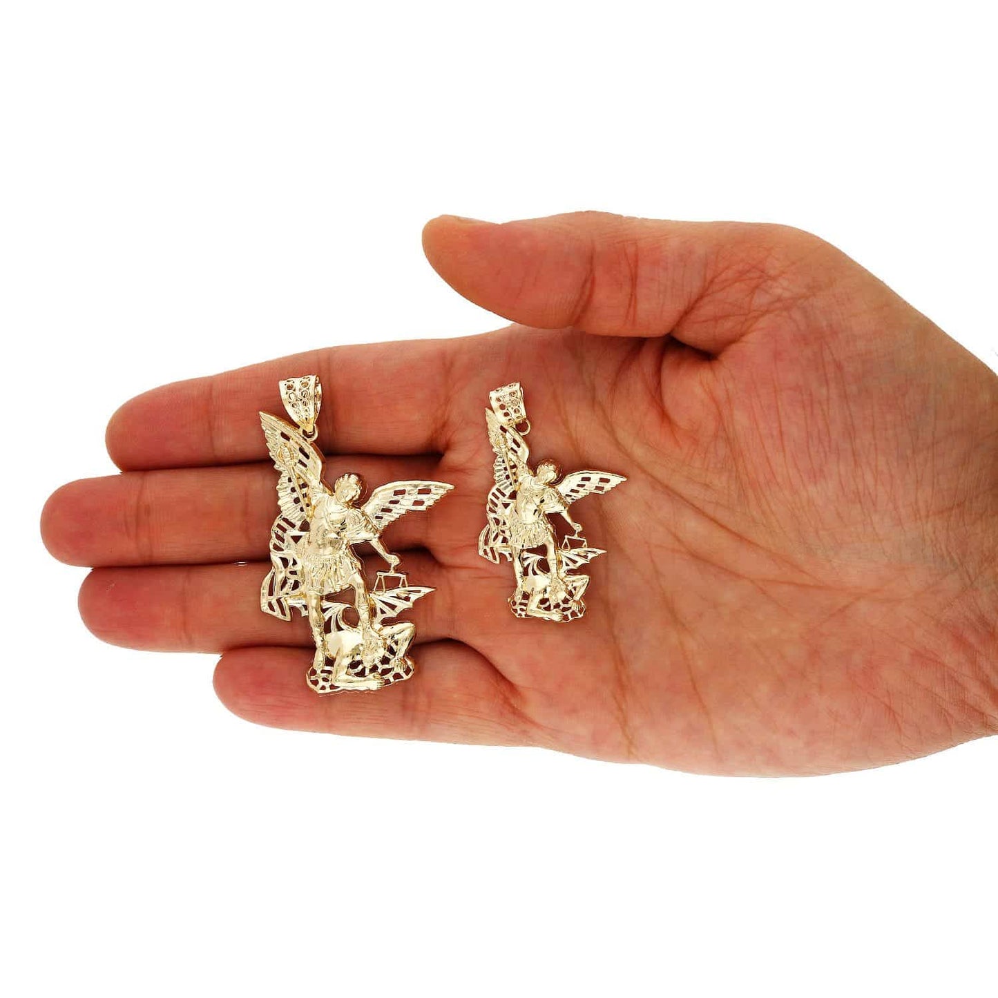 14K Yellow Gold Religious Saint Michael Charm Pendant
