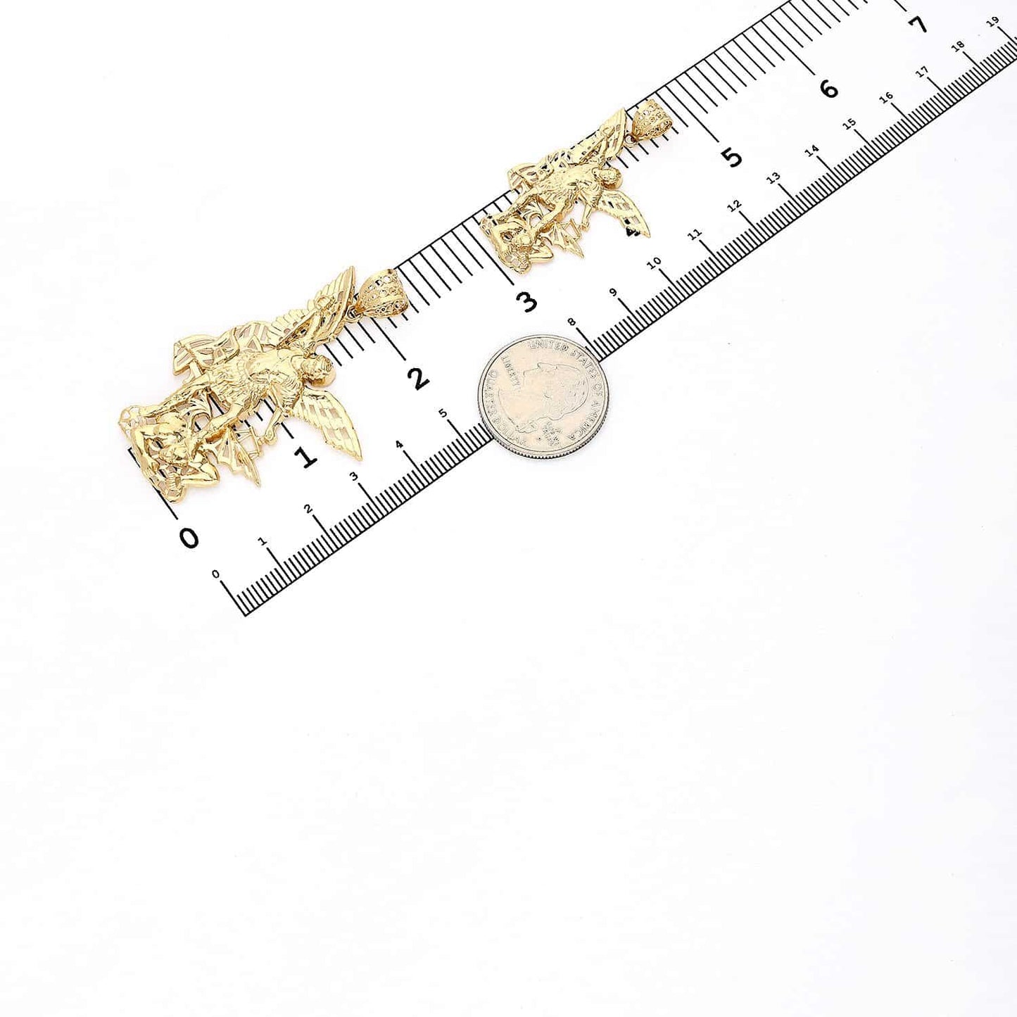 14K Yellow Gold Religious Saint Michael Charm Pendant