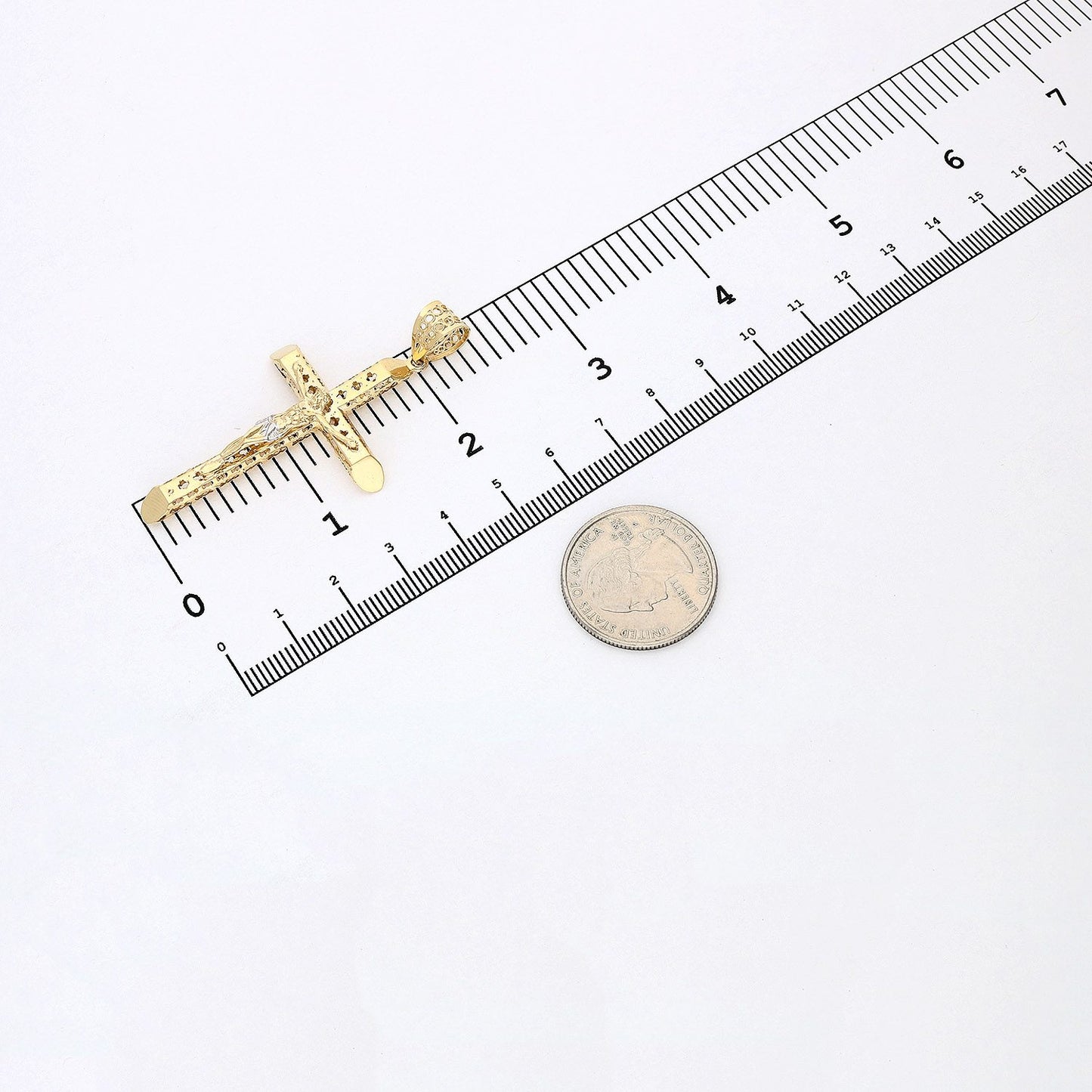 14K Yellow Gold Jesus Crucifix Cross Pendant