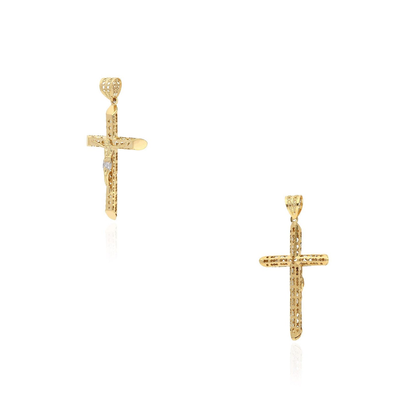 14K Yellow Gold Jesus Crucifix Cross Pendant