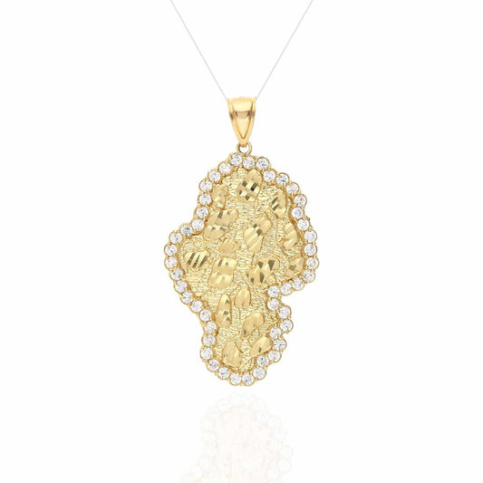 14K Yellow Gold CZ Nugget Pendant 2.3CT