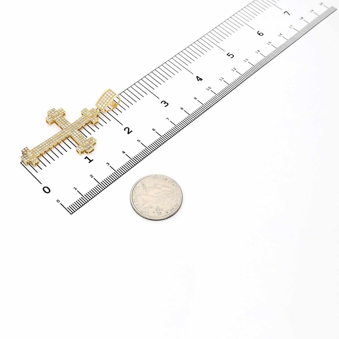 14K Yellow Gold 2CT CZ Cross Pendant