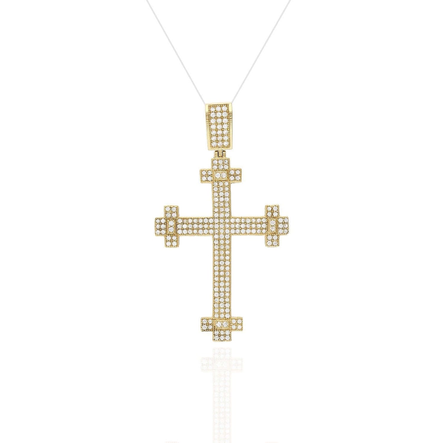 14K Yellow Gold 2CT CZ Cross Pendant