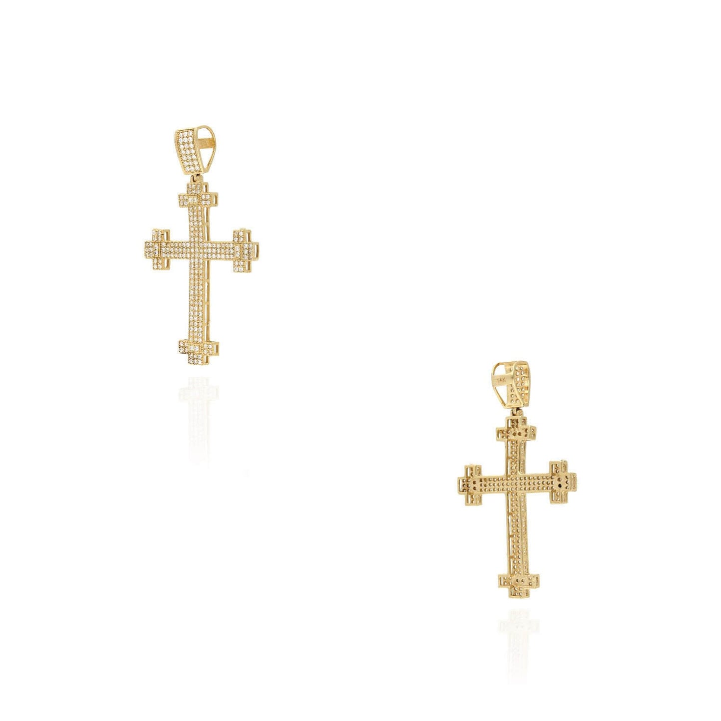 14K Yellow Gold 2CT CZ Cross Pendant