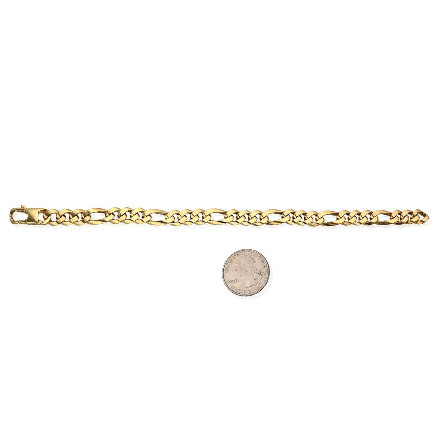 10K Gold Yellow 8.5mm Hollow Figaro Men's Bracelet 8.5"