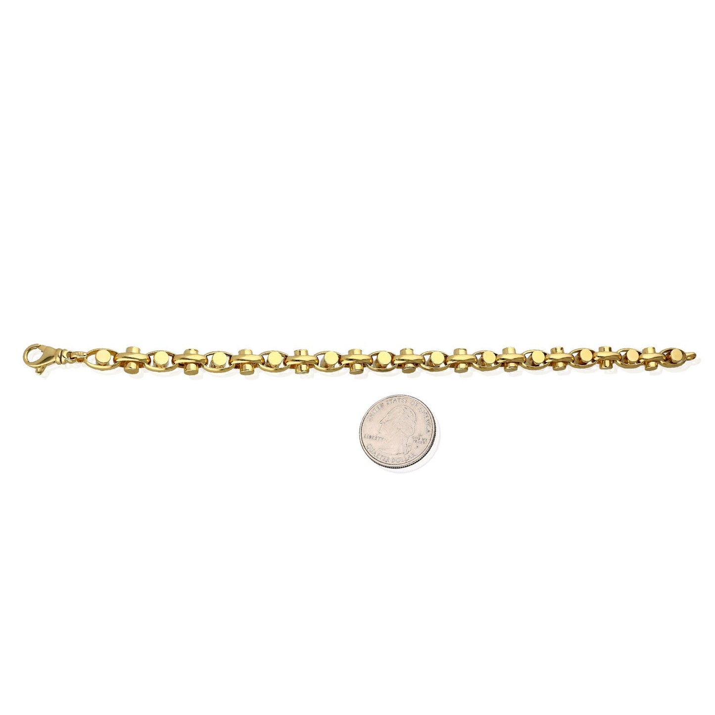 10K Gold Yellow Mens 7mm Fancy Bullet Bracelet 8.5"