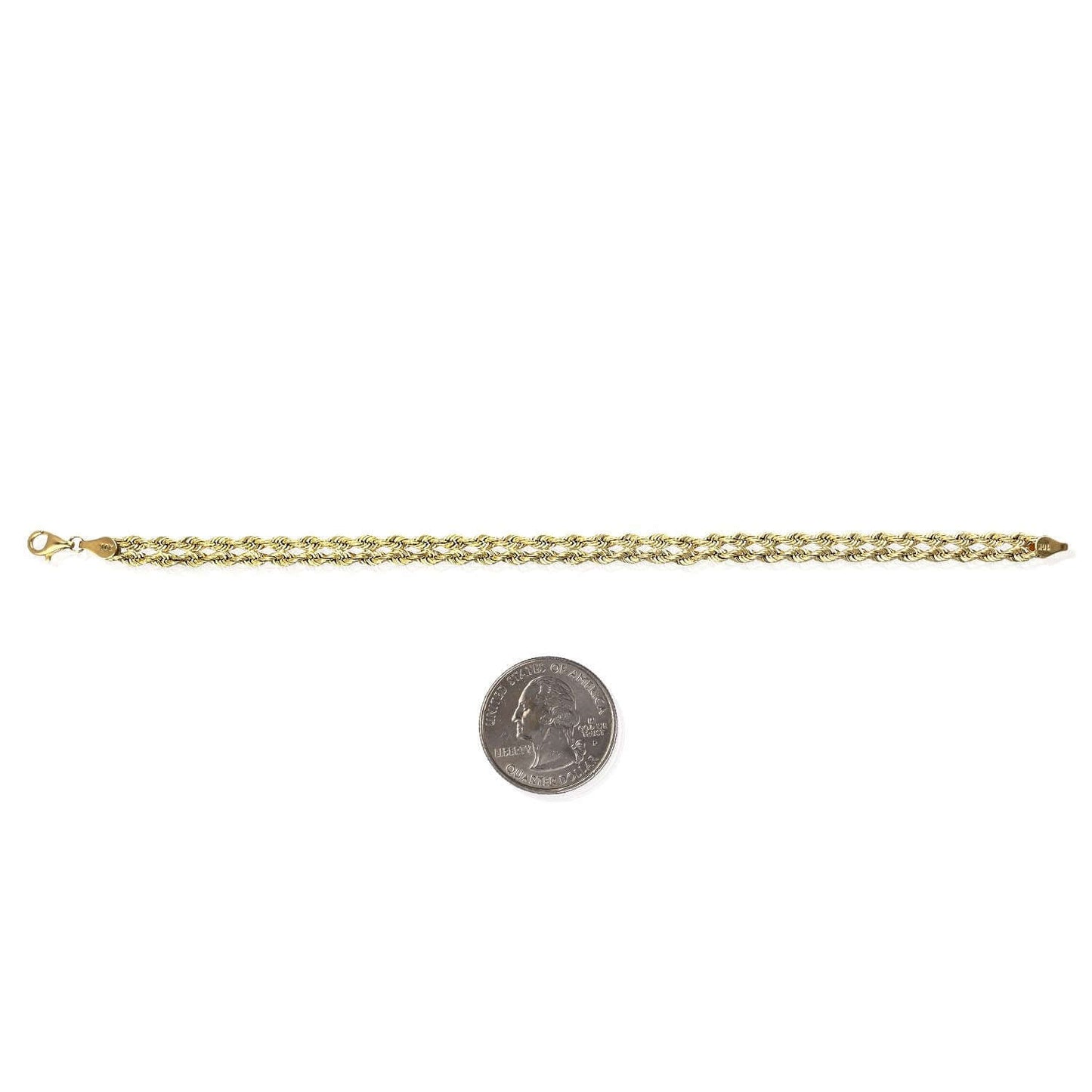 10K Yellow Gold Double Rope Bracelet (Hollow) 7.25"