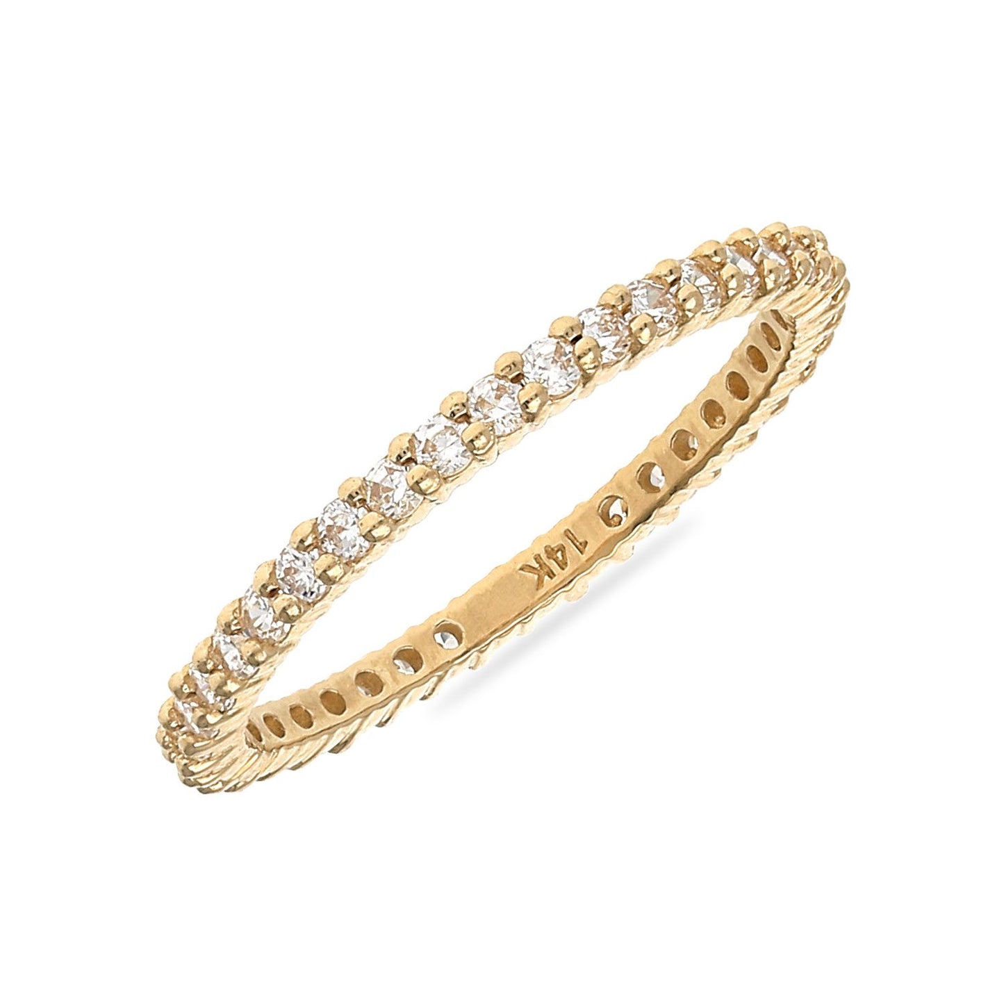 0.35CT CZ 14K Gold Yellow 1.8mm Eternity Band Ring