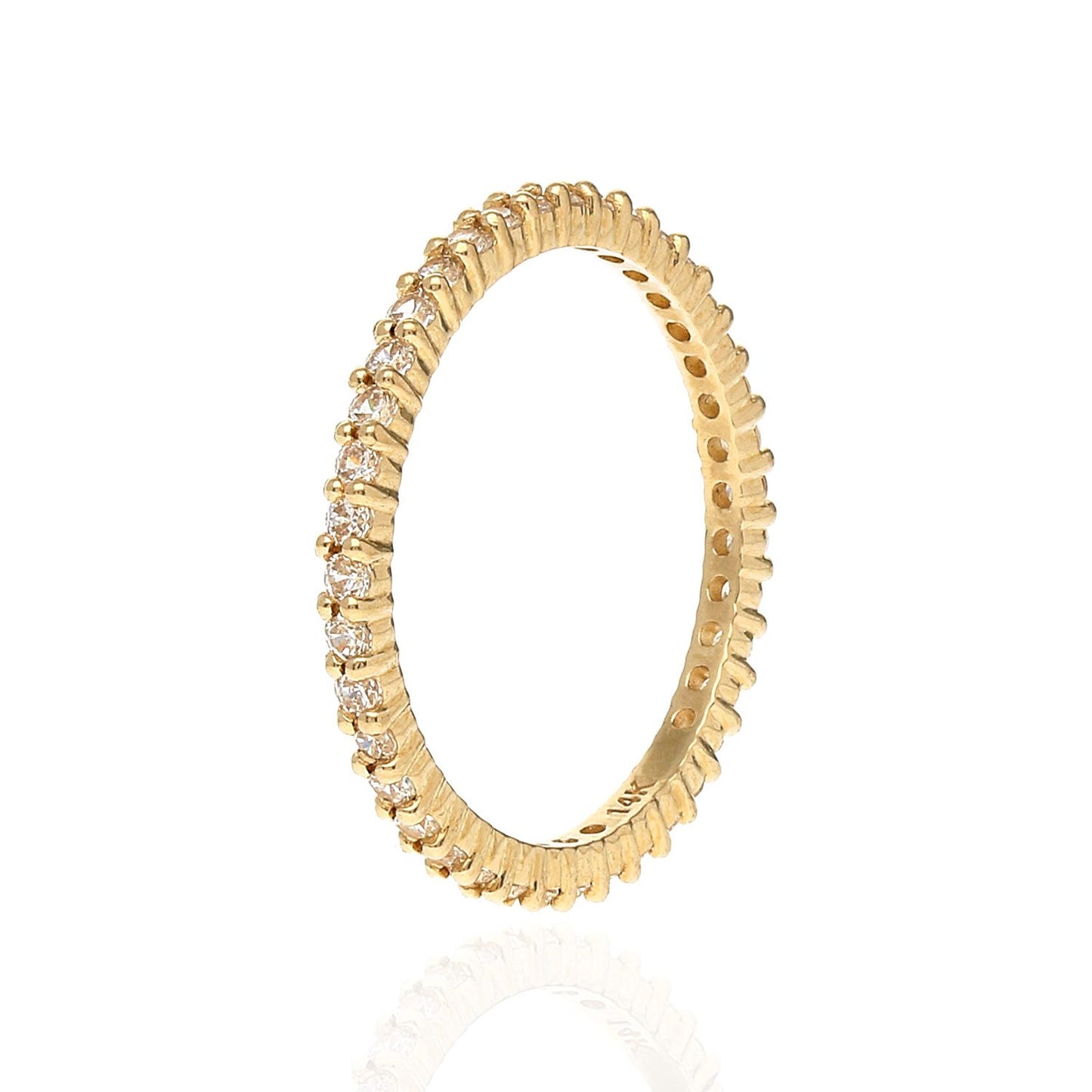 0.35CT CZ 14K Gold Yellow 1.8mm Eternity Band Ring