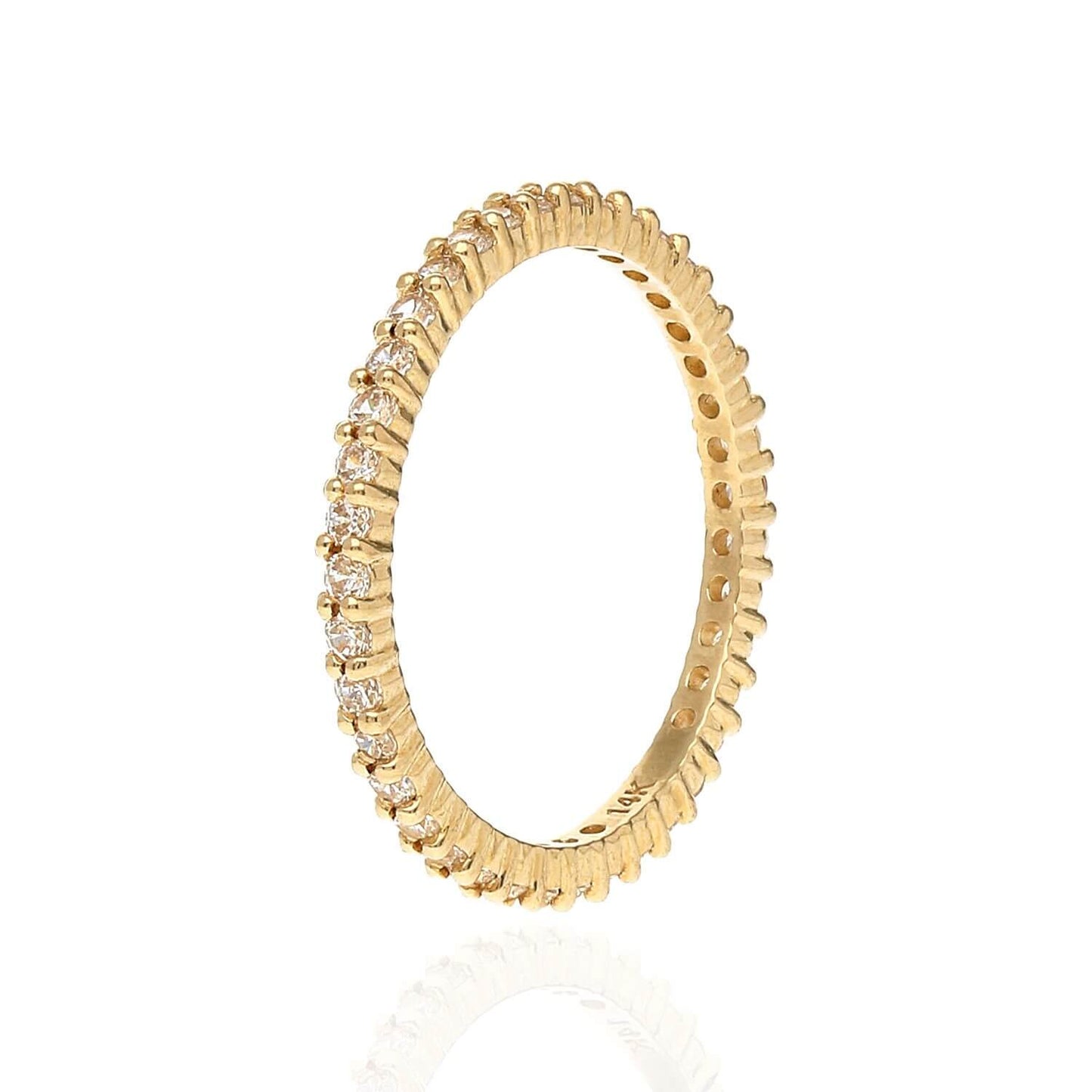 0.35CT CZ 14K Yellow Gold 1.8mm Eternity Band Ring