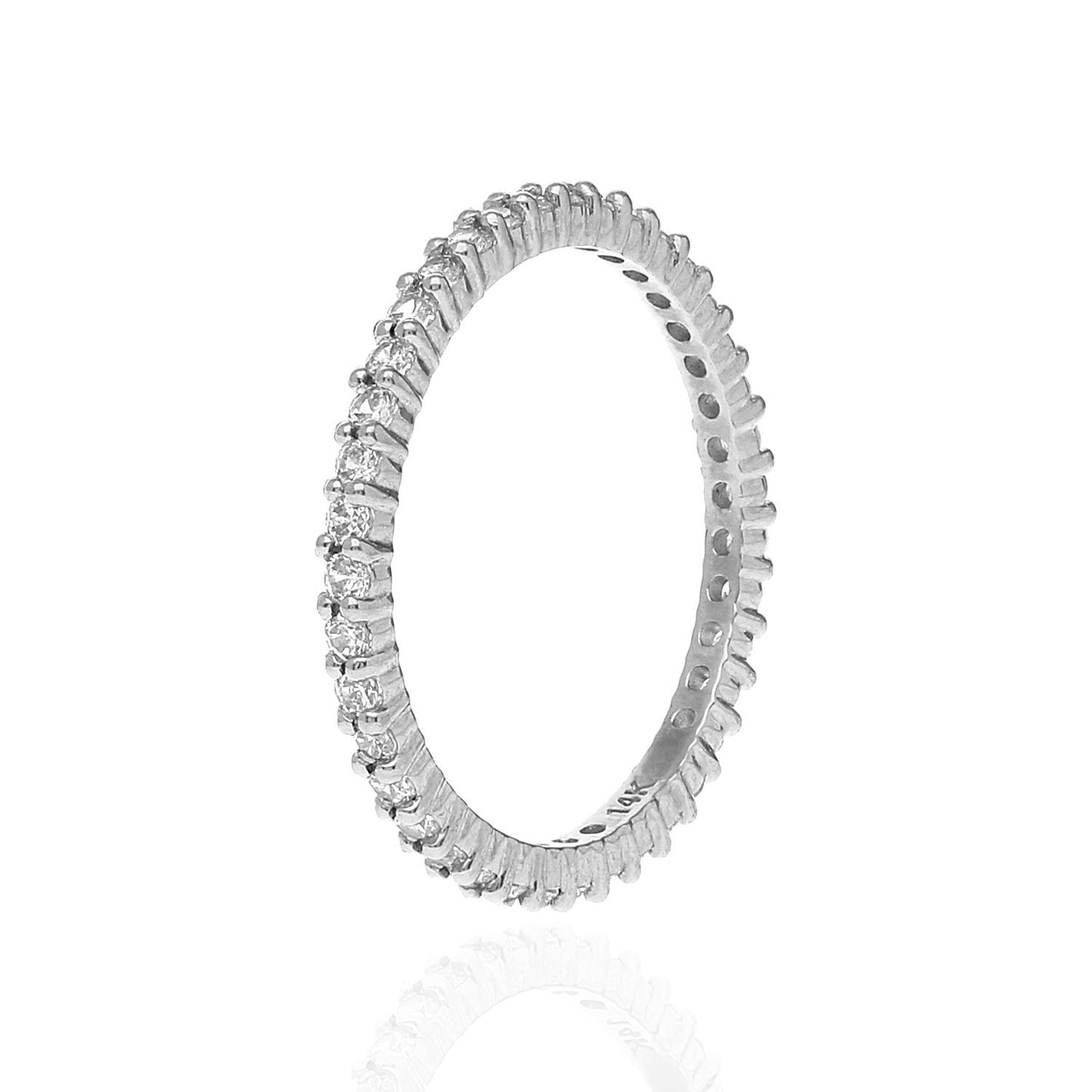 0.35CT CZ 14K Gold White 1.8mm Eternity Band Ring