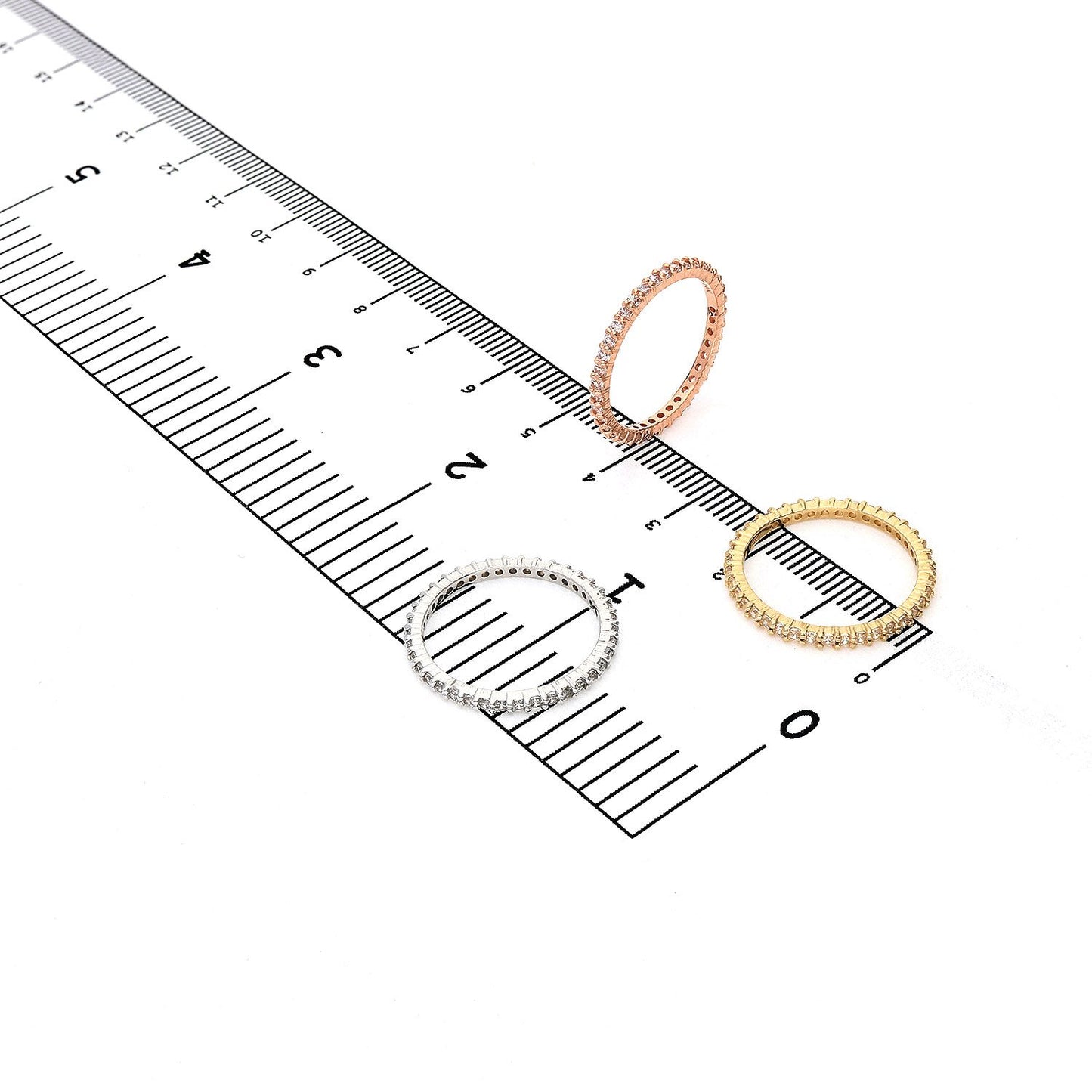 0.35CTW CZ 14K Gold Rose 1.8mm Eternity Ring Band