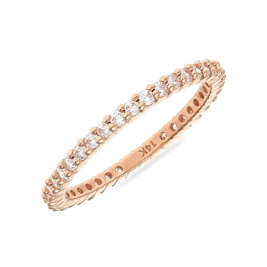 0.35CTW CZ 14K Rose Gold 1.8mm Eternity Ring Band