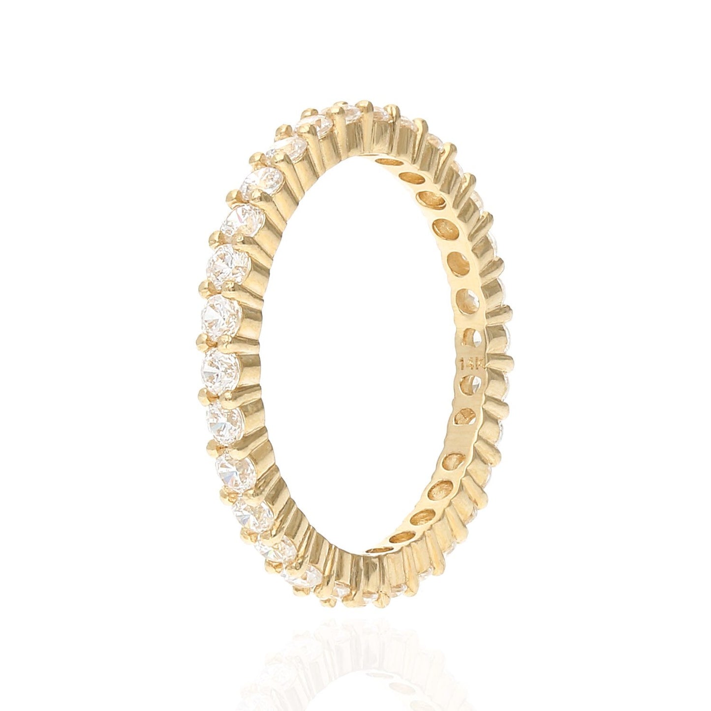 1CTW CZ 14K Gold Yellow 2mm Eternity Ring