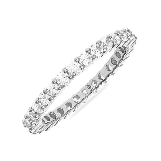 0.90CTW CZ 14K Gold White 2mm Eternity Ring