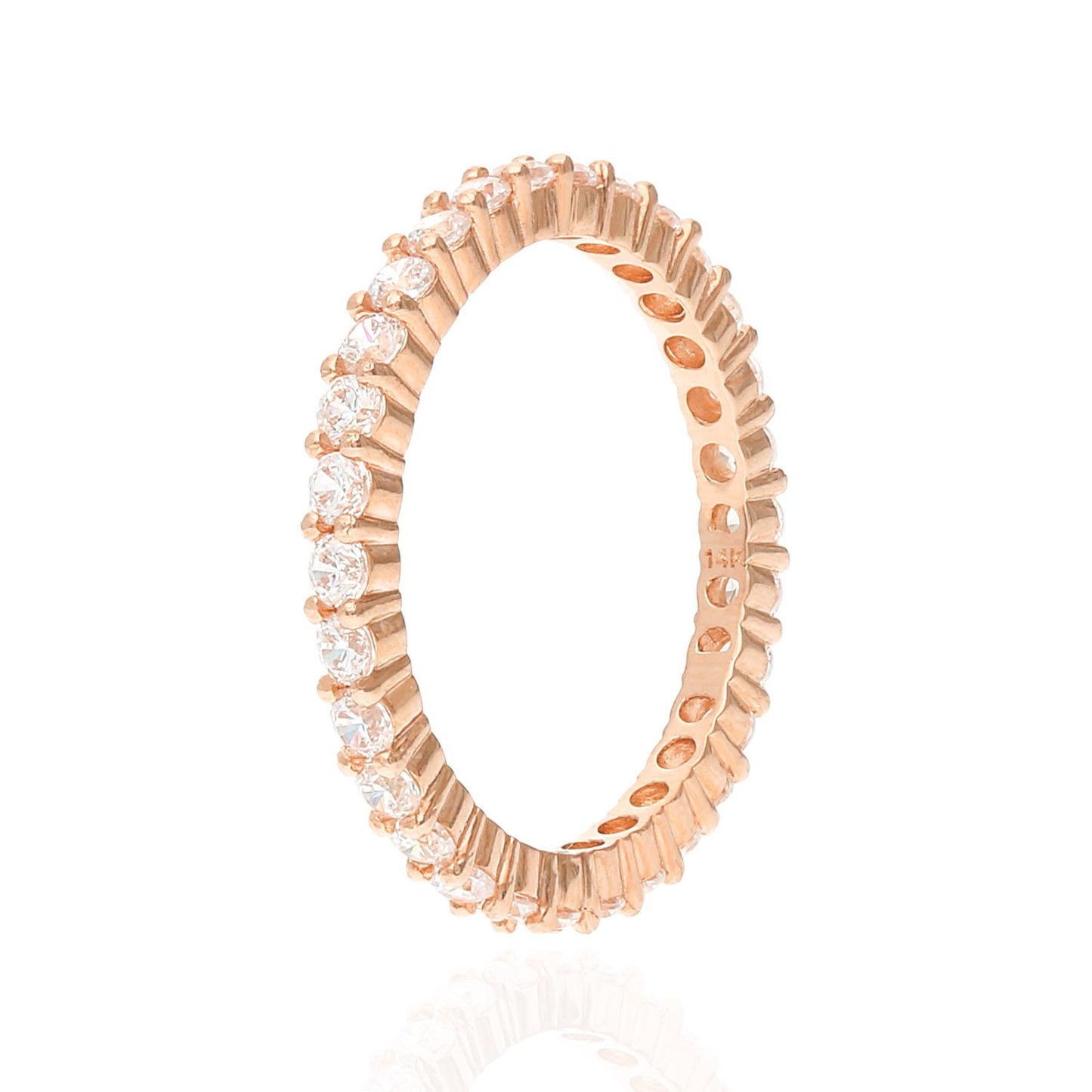0.90CTW CZ 14K Gold Rose 2mm Eternity Ring