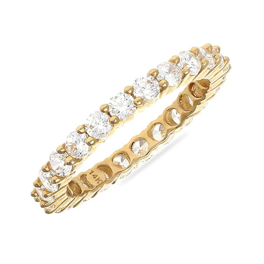 1.20CTW CZ 14K Yellow Gold 2.5mm Eternity Wedding Ring