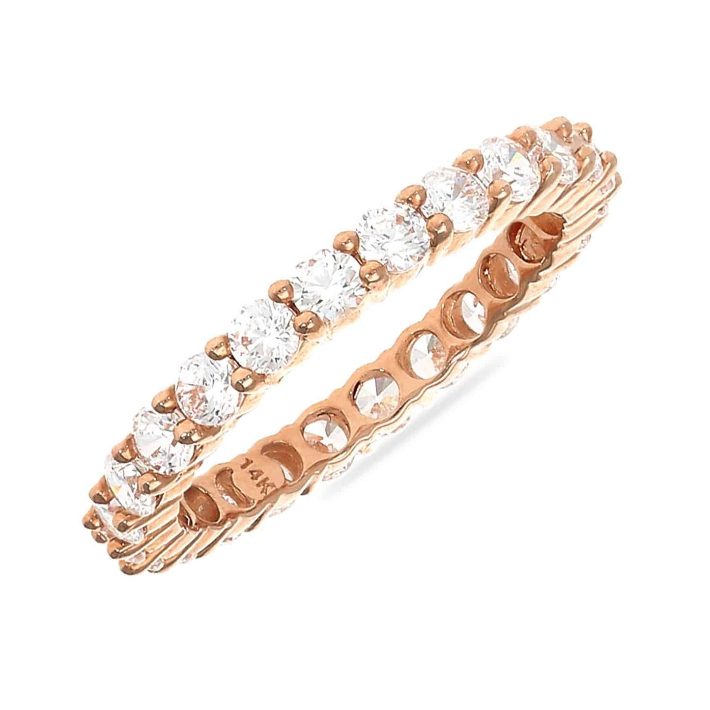1.20CTW CZ 14K Gold Rose Eternity Wedding Ring