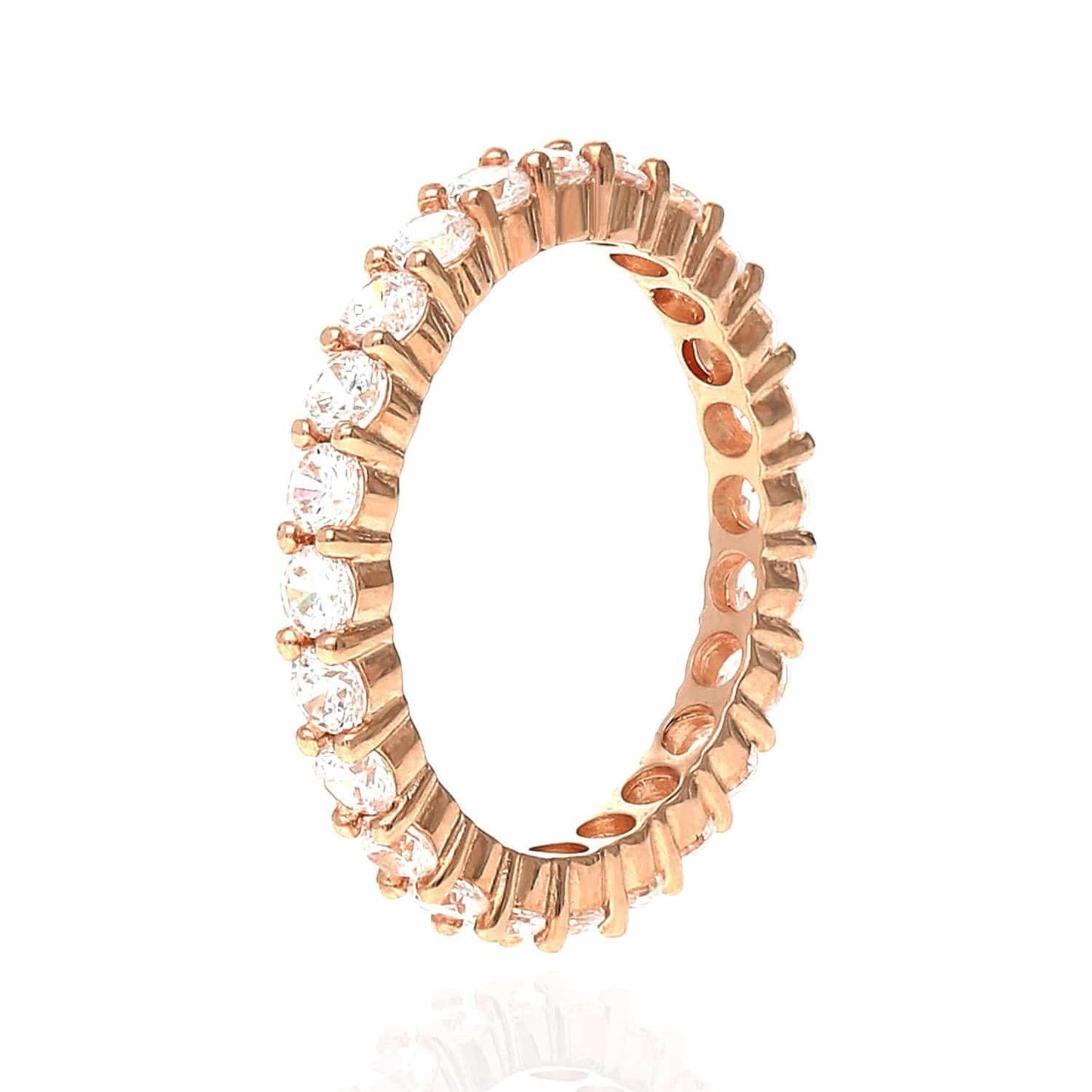 1.20CTW CZ 14K Gold Rose Eternity Wedding Ring
