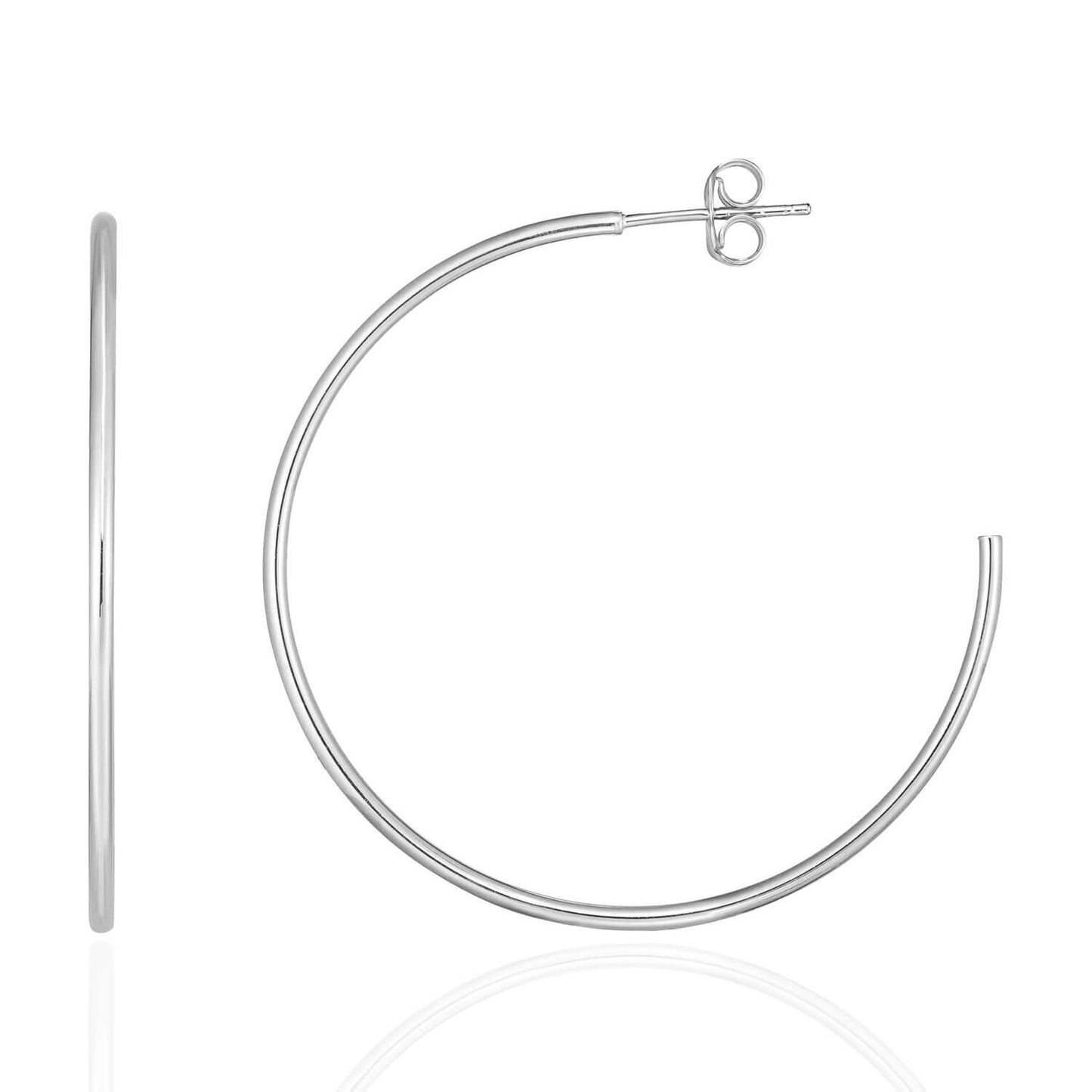 14K Yellow White Rose Gold 1.5mm x 40mm Push Back Half Hoop Earrings