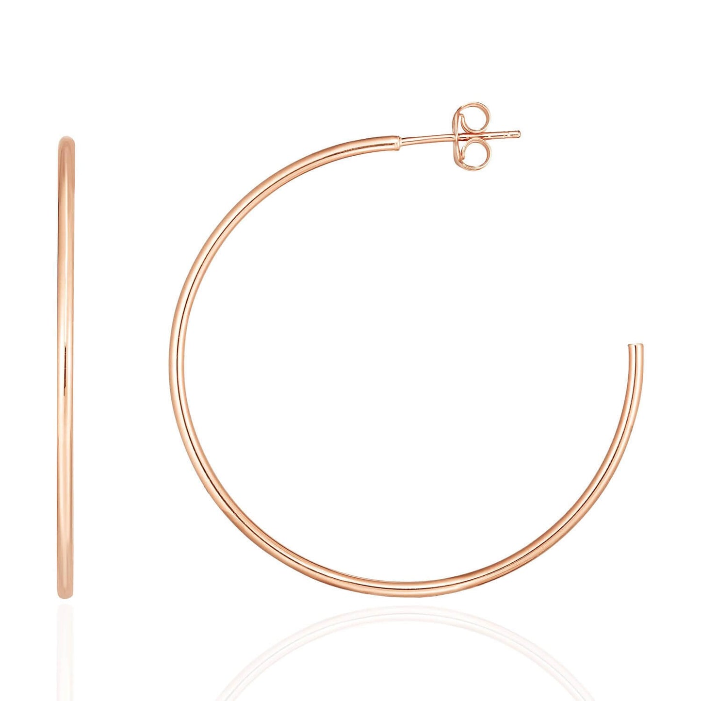 14K Yellow White Rose Gold 1.5mm x 40mm Push Back Half Hoop Earrings