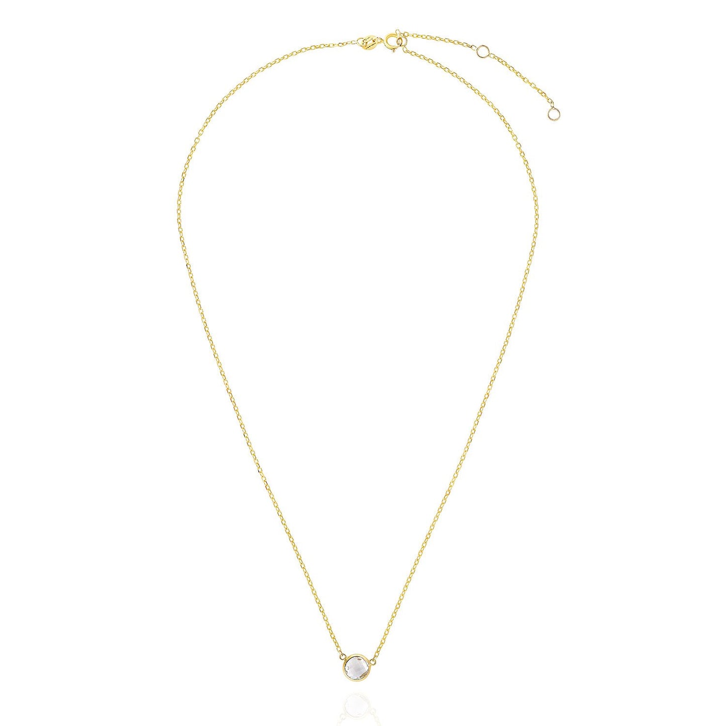 14K Yellow Gold 1Ct Bezel Set Colored Gem Birthstone Necklace Chain 15"-17"