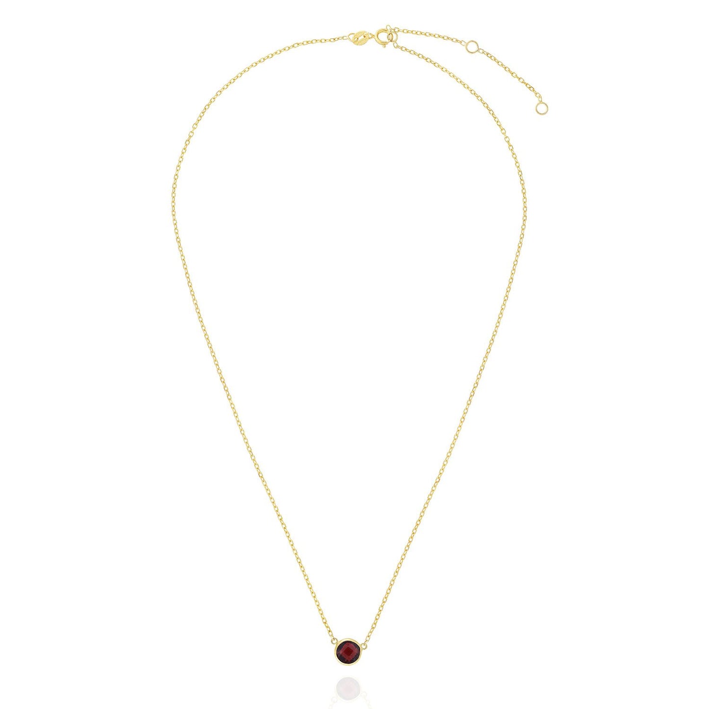 14K Yellow Gold 1Ct Bezel Set Colored Gem Birthstone Necklace Chain 15"-17"