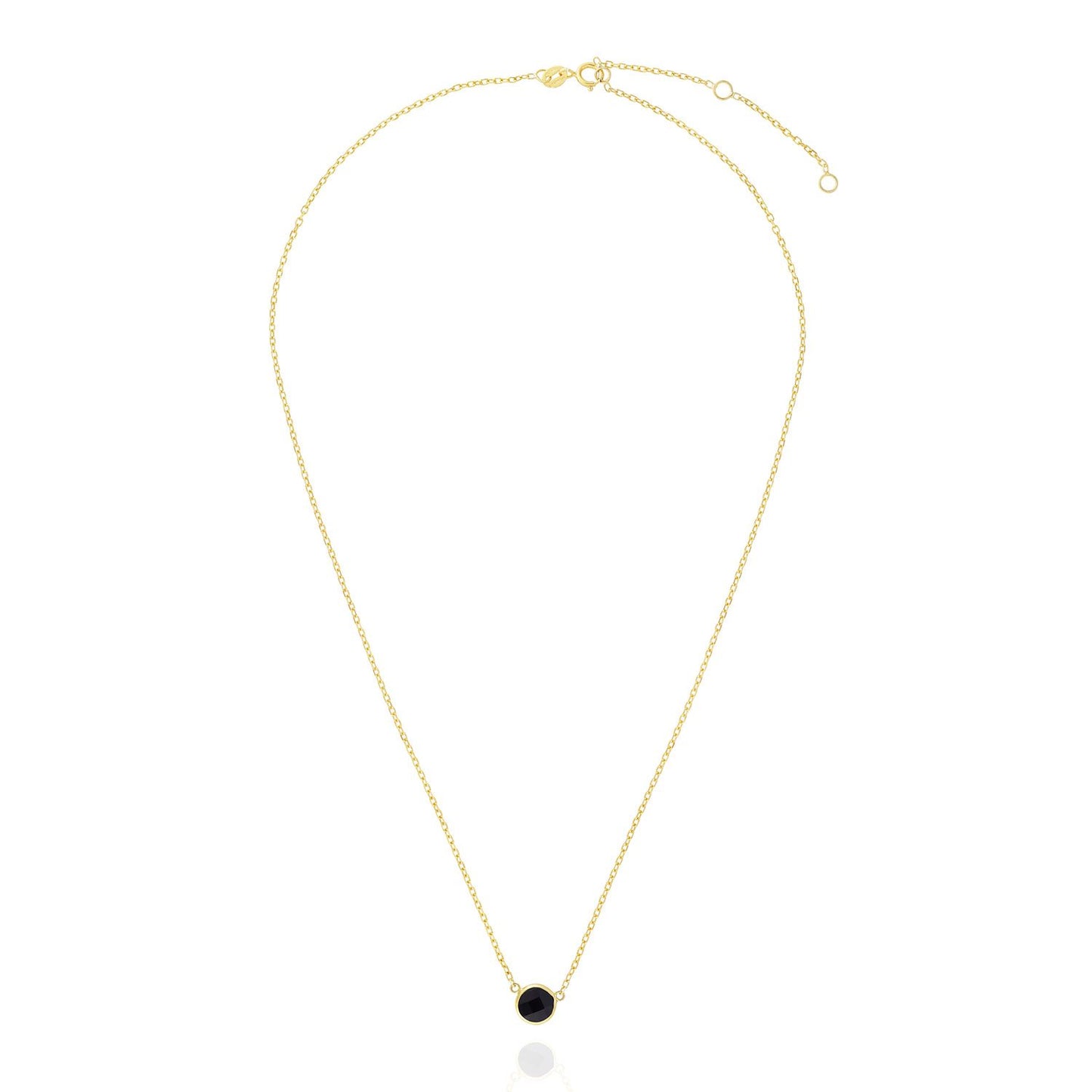 14K Yellow Gold 1Ct Bezel Set Colored Gem Birthstone Necklace Chain 15"-17"