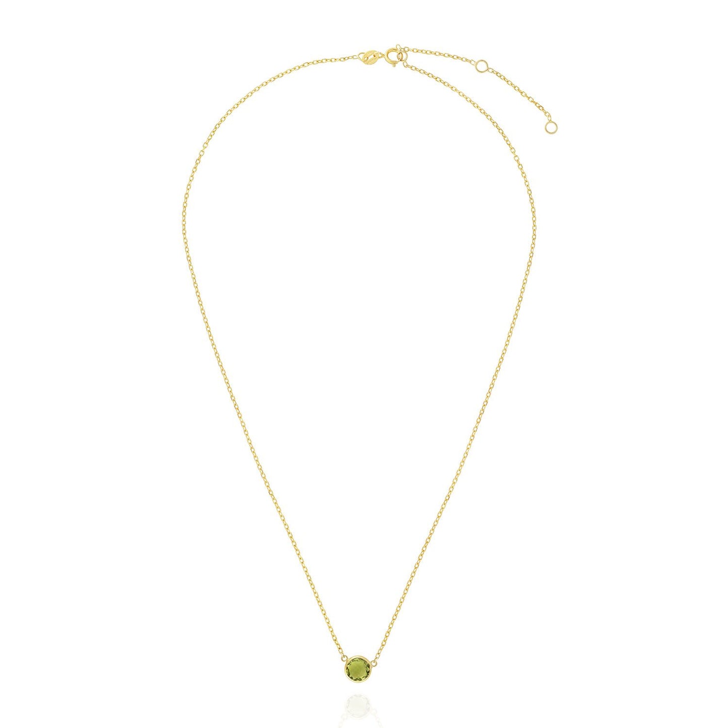 14K Yellow Gold 1Ct Bezel Set Colored Gem Birthstone Necklace Chain 15"-17"