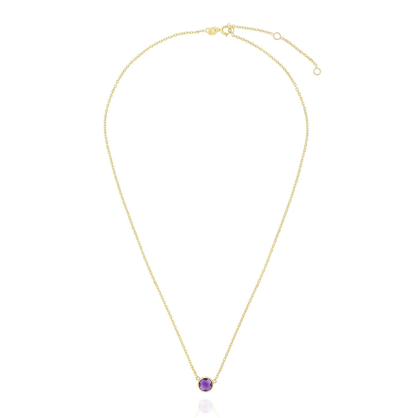 14K Yellow Gold 1Ct Bezel Set Colored Gem Birthstone Necklace Chain 15"-17"