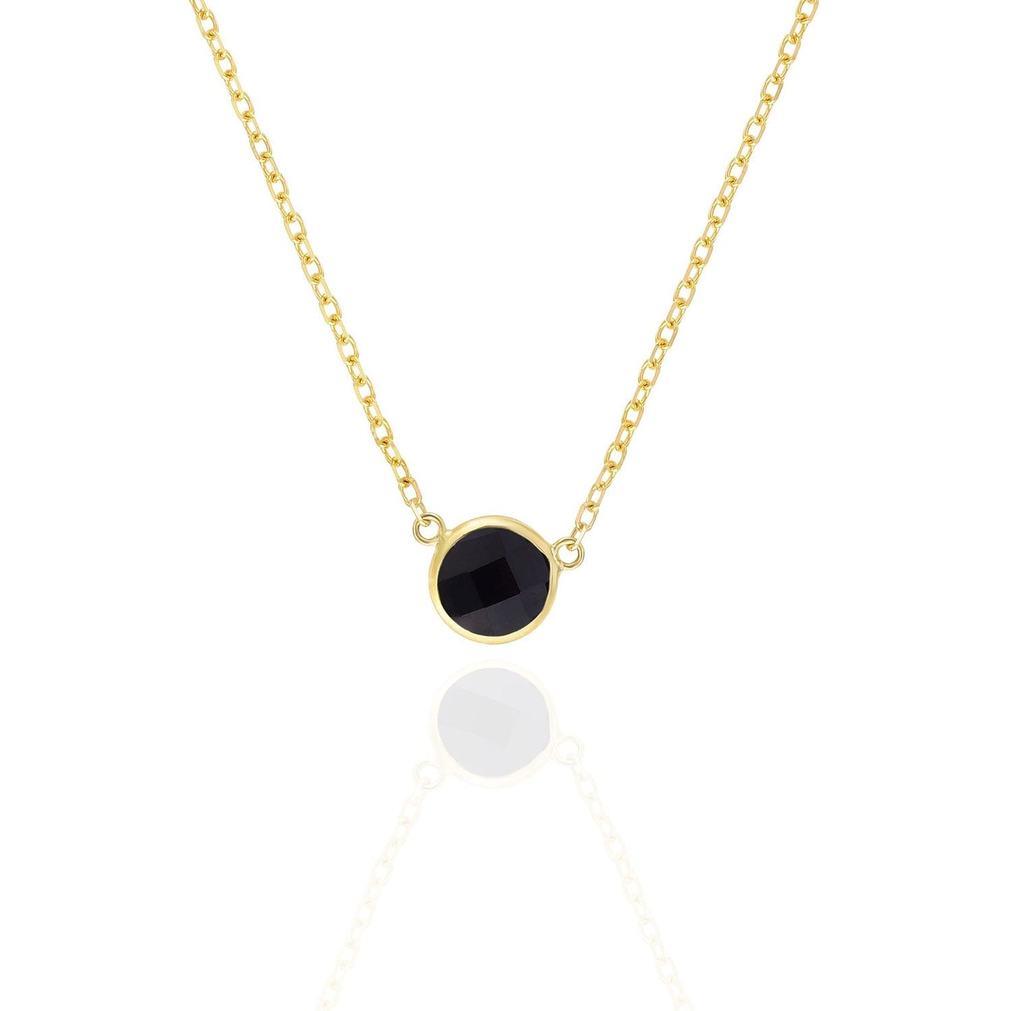 14K Yellow Gold 1Ct Bezel Set Colored Gem Birthstone Necklace Chain 15"-17"