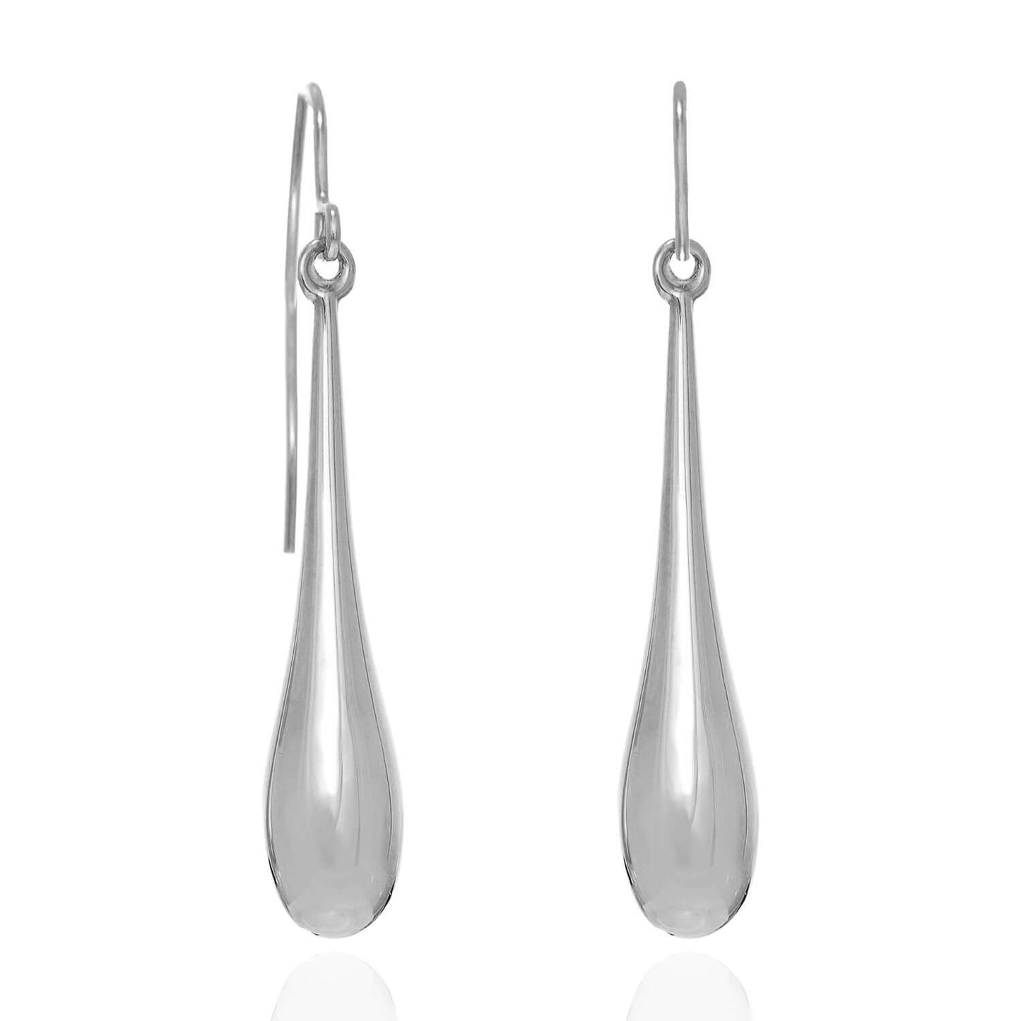 14K Yellow White Rose Gold Shiny Long Puffed Teardrop Earrings 1.5"