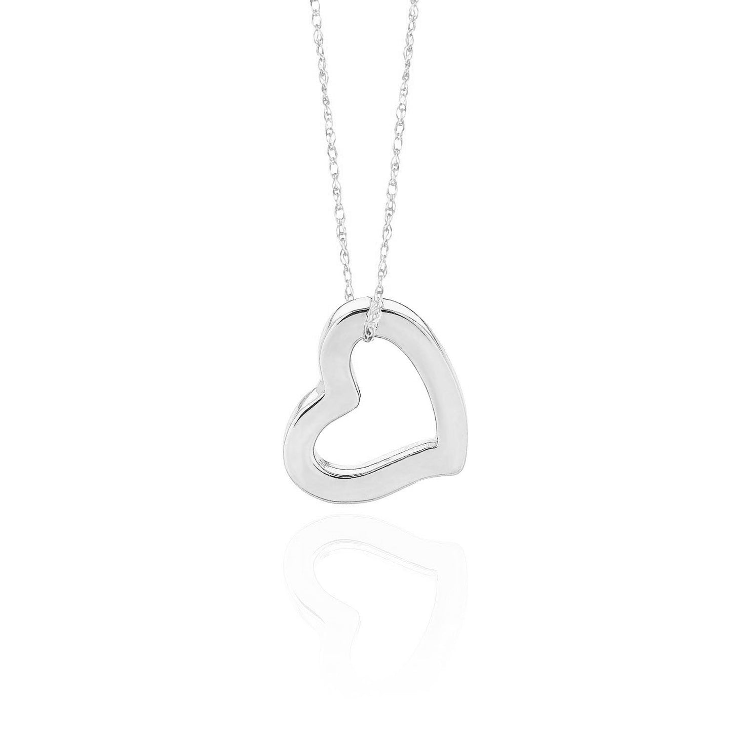 14K Real Gold Yellow, White, Rose Rope Open Heart Pendant Necklace 18"
