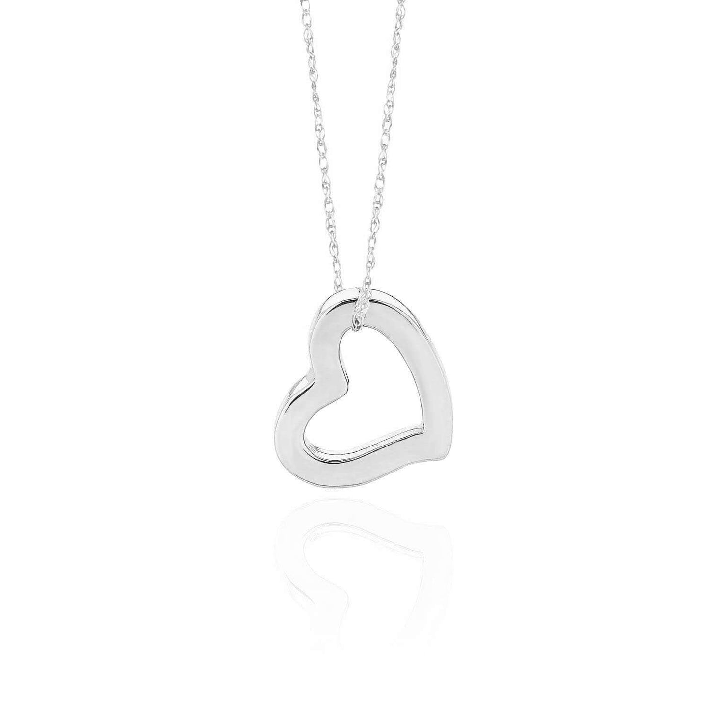 14K Gold Yellow, White, Rose Rope Open Heart Pendant with 18" Chain