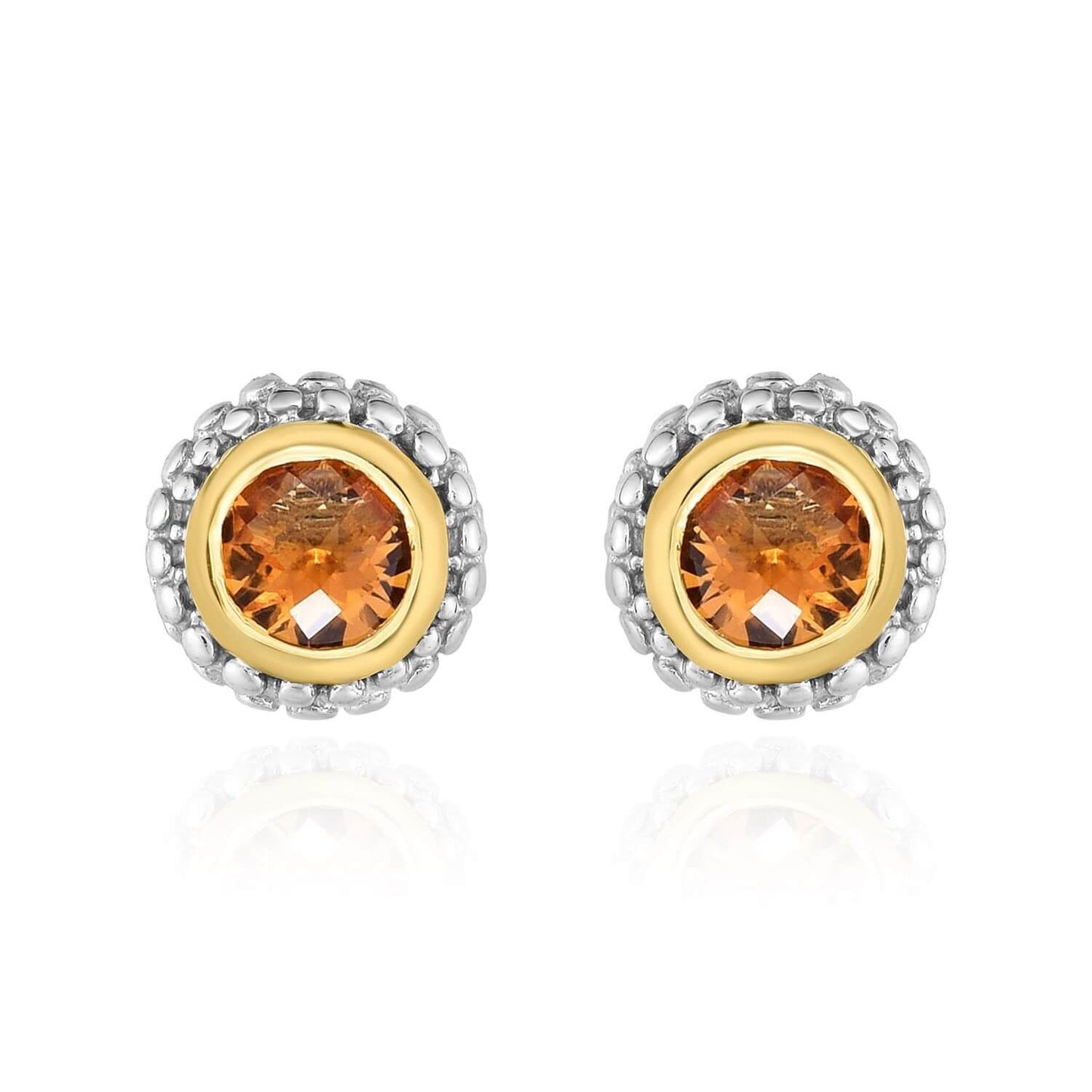 18K Yellow Gold 925 Sterling Silver Bezel Set 1CT Gemstone Halo Stud Earrings