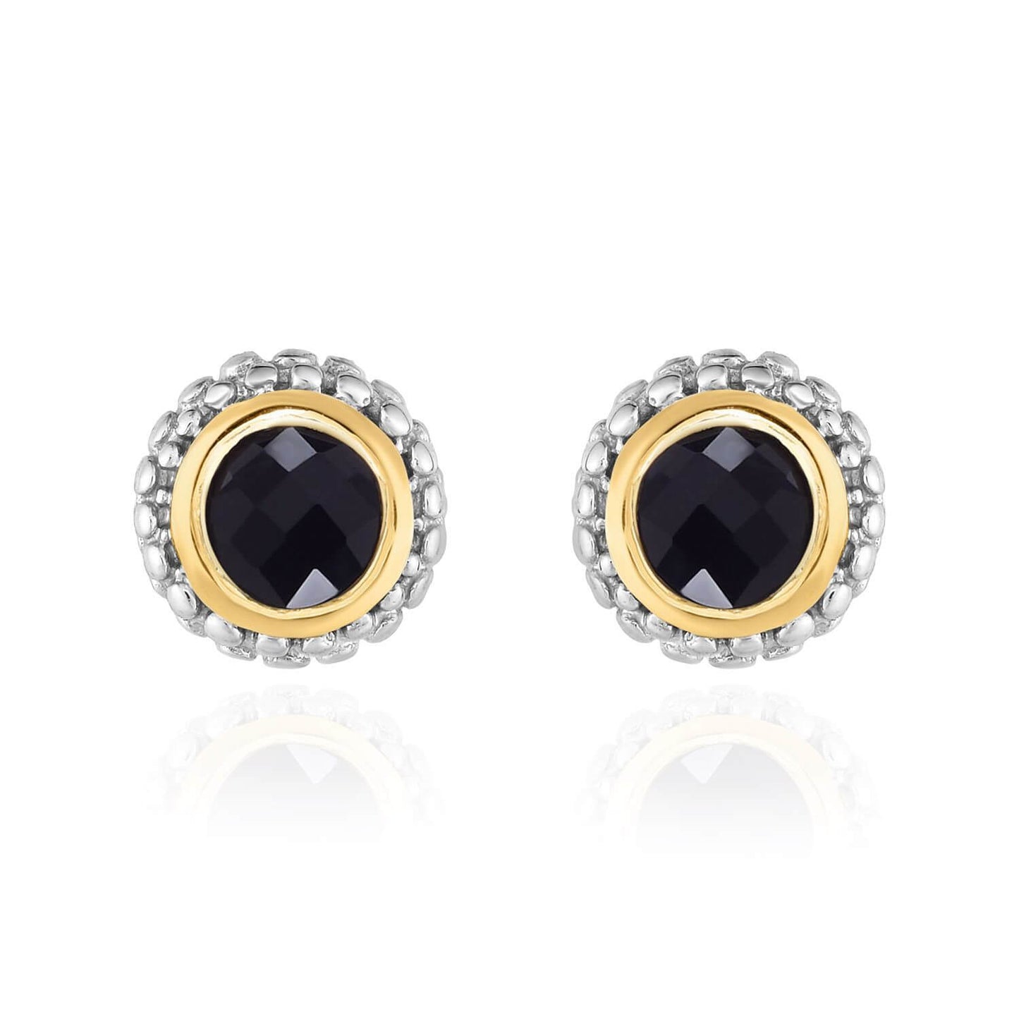 18K Yellow Gold 925 Sterling Silver Bezel Set 1CT Gemstone Halo Stud Earrings