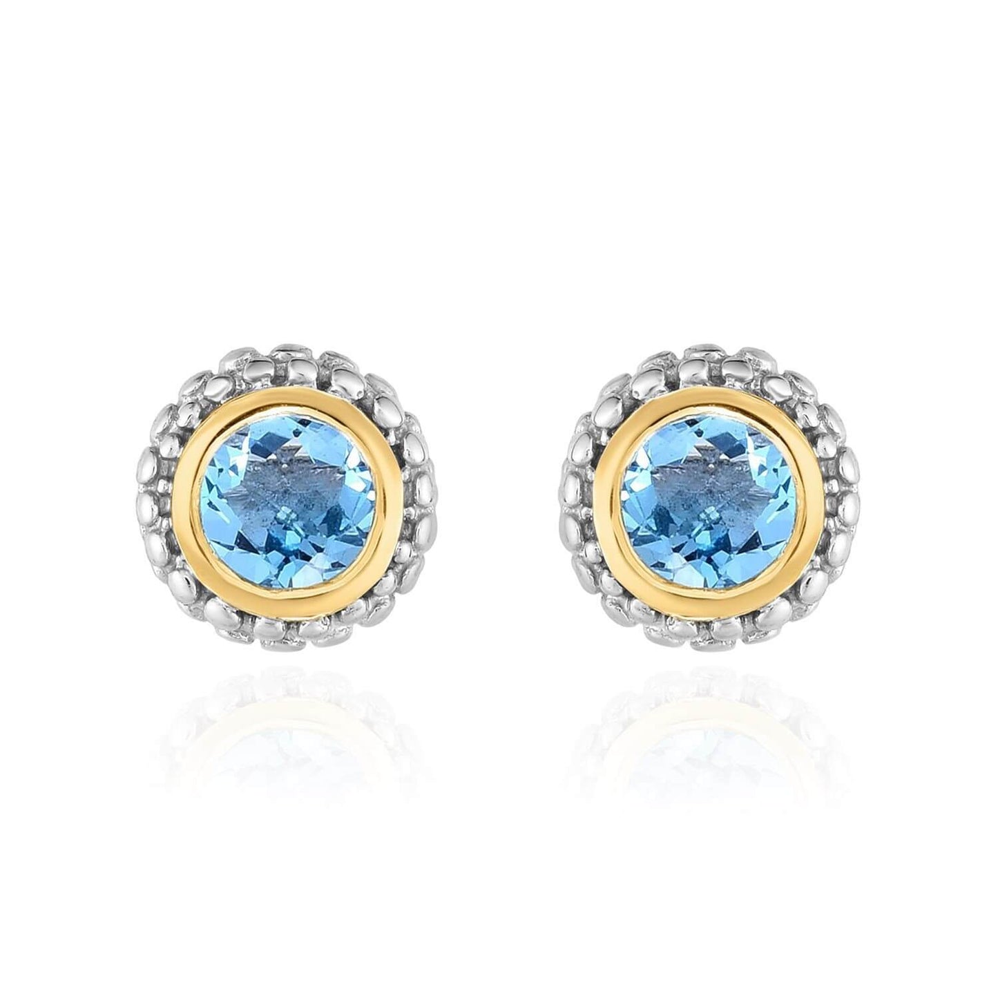 18K Yellow Gold 925 Sterling Silver Bezel Set 1CT Gemstone Halo Stud Earrings